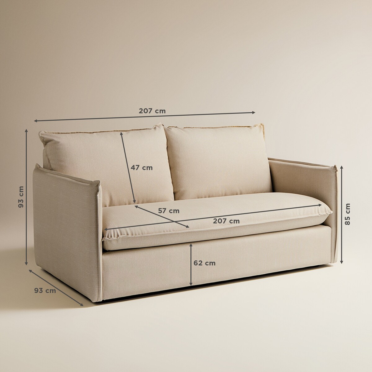 Sofá de Jardim de 3 Lugares com Tecido Impermeável Miami Bege-7