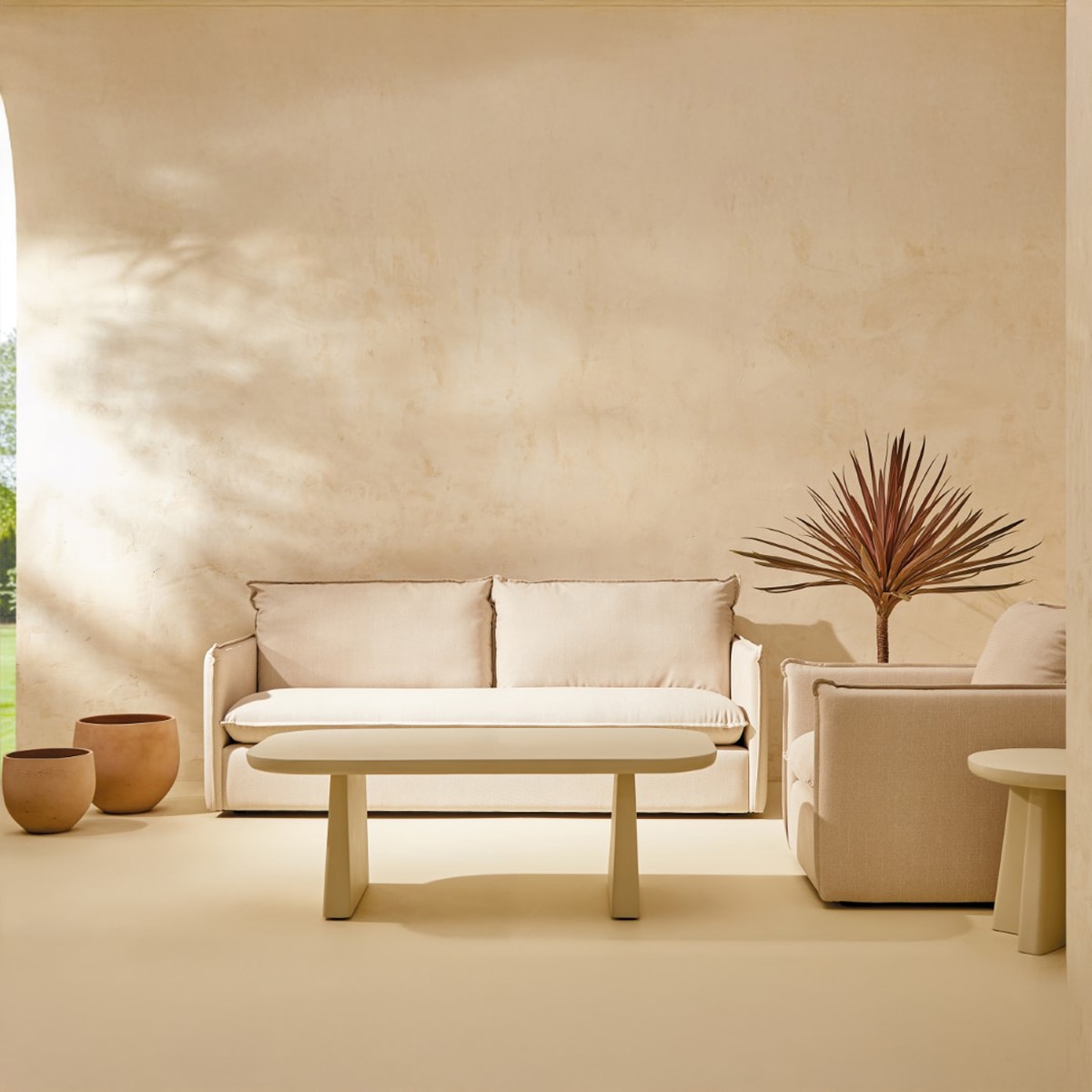 Sofá de Jardim de 4 Lugares com Tecido Impermeável Miami Bege-7