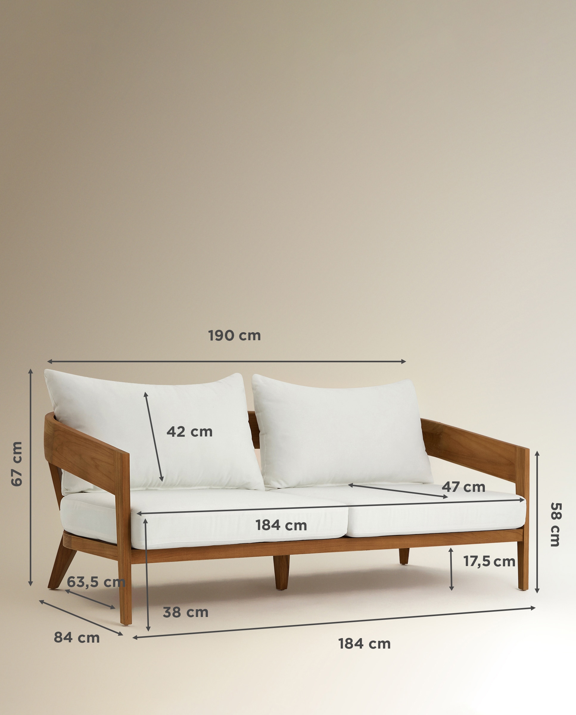 Sofá de Jardim de 3 Lugares de Teca Comporta Branco-8