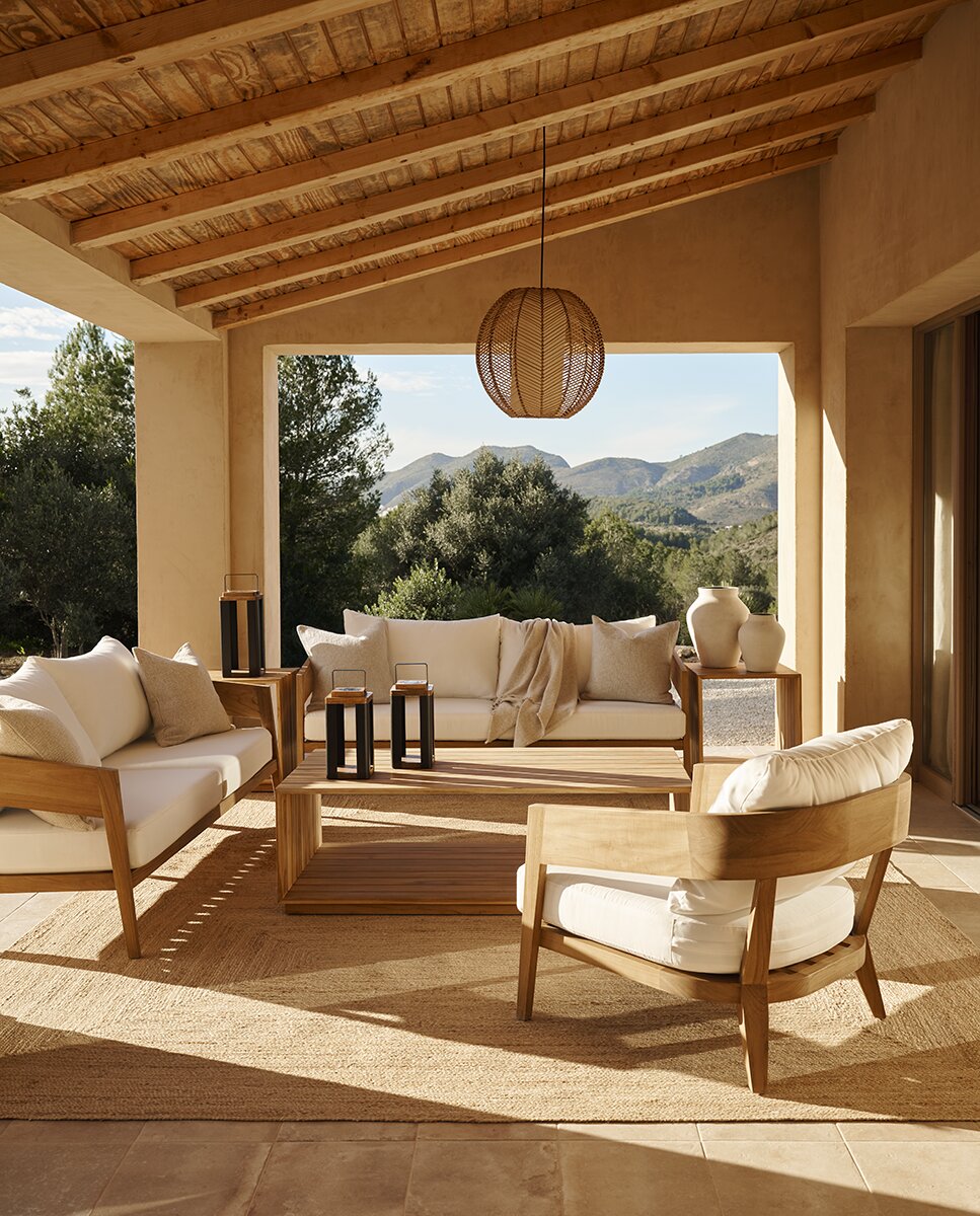 Sofá de Jardim de 3 Lugares de Teca Comporta Branco-9