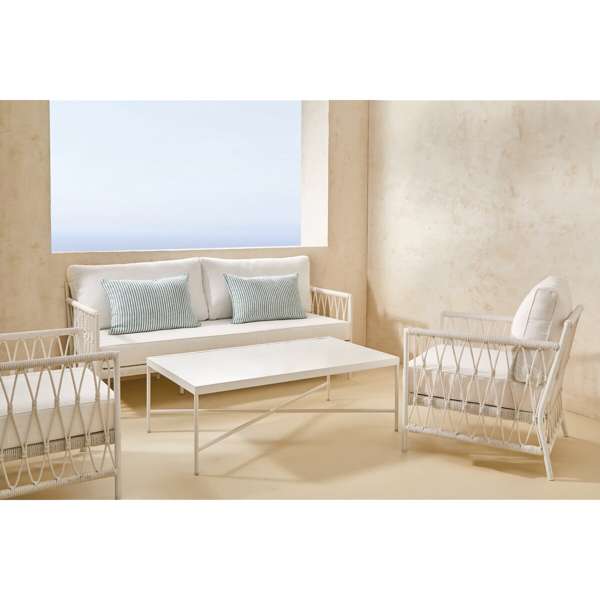 Sofá de jardín de 3 plazas Mónaco El Corte Inglés Blanco-6