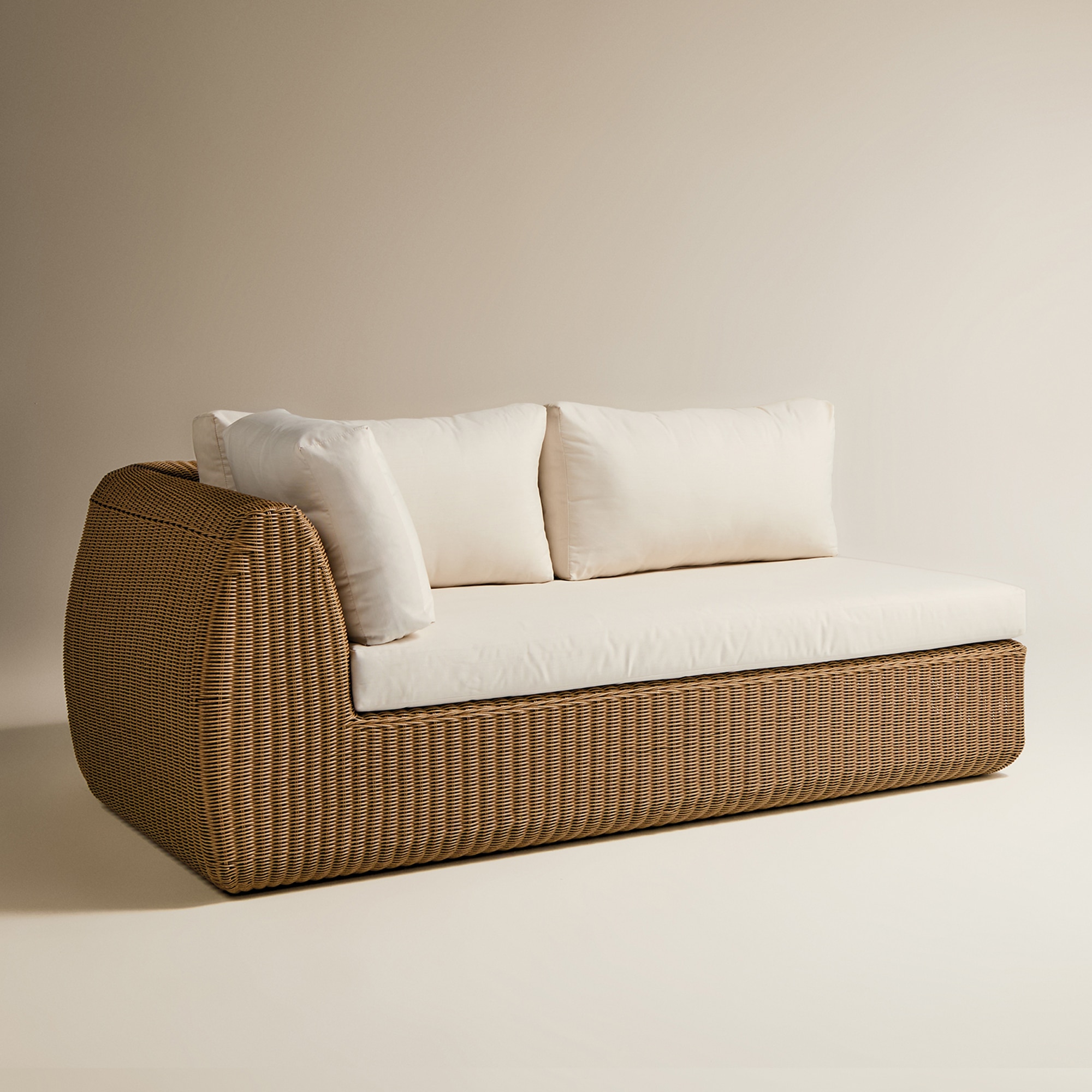 Módulo de 2 Lugares para Sofá de Jardim com Braço Esquerdo Ibiza Natural-2