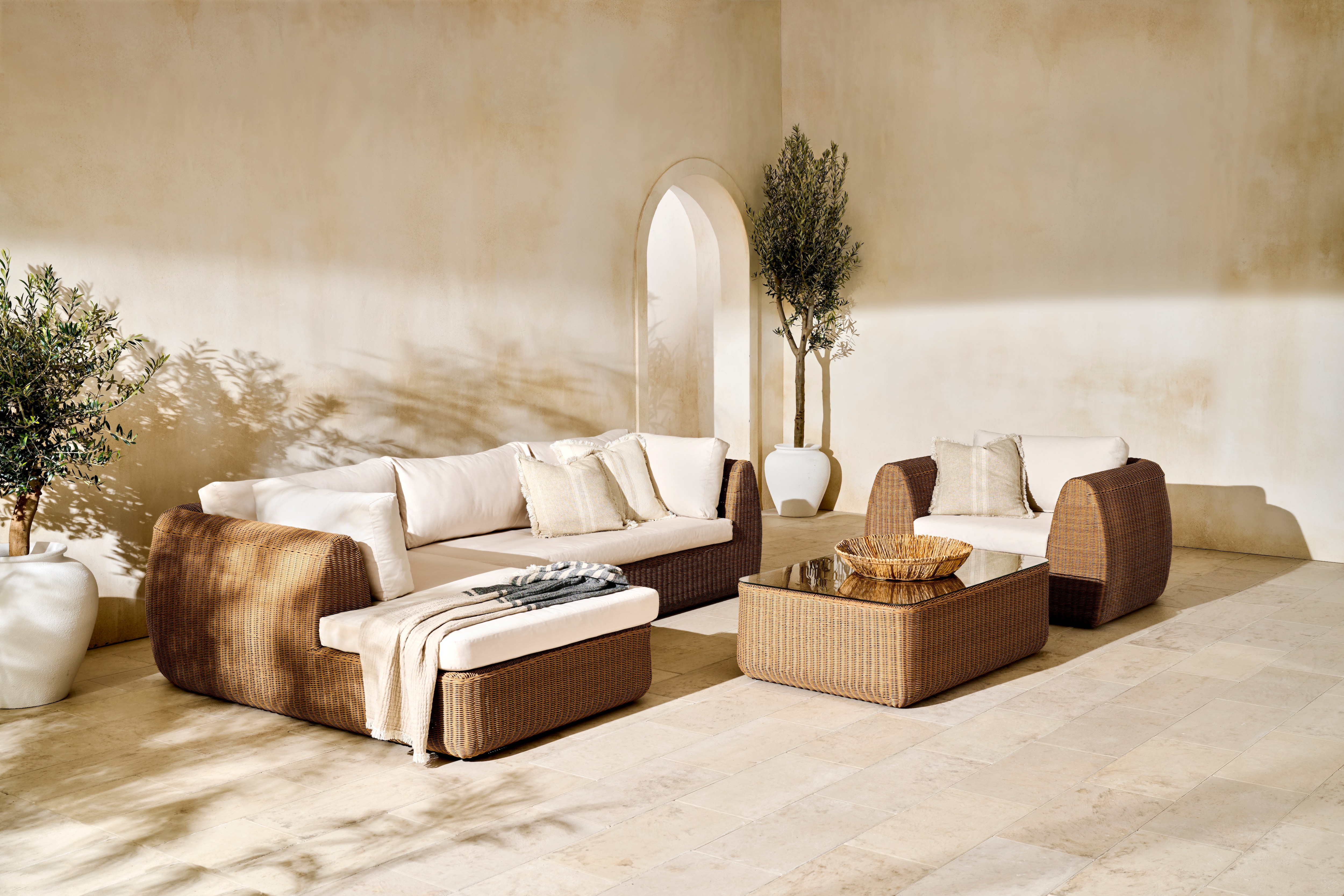 Módulo de 2 Lugares para Sofá de Jardim com Braço Esquerdo Ibiza Natural-8