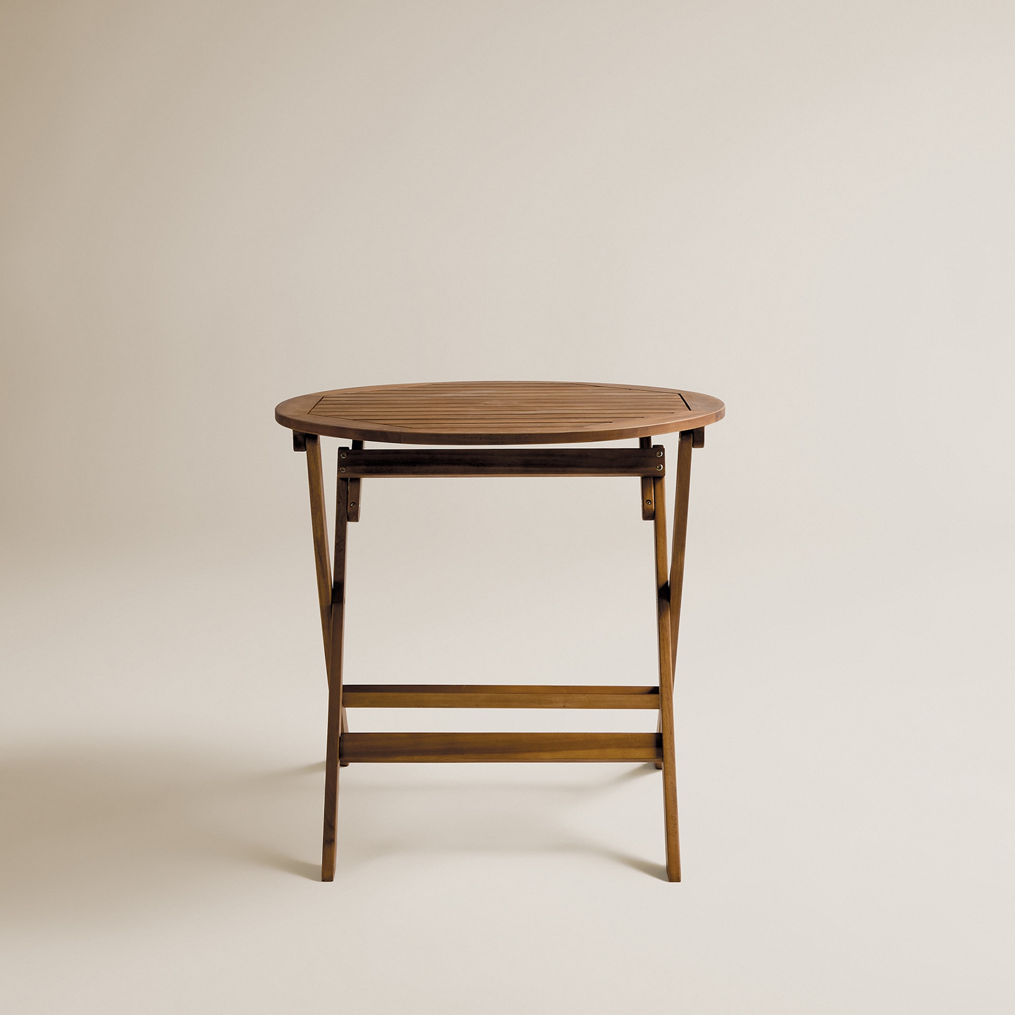 Mesa de Varanda Redonda Dobrável de Acácia Baiona Natural-2