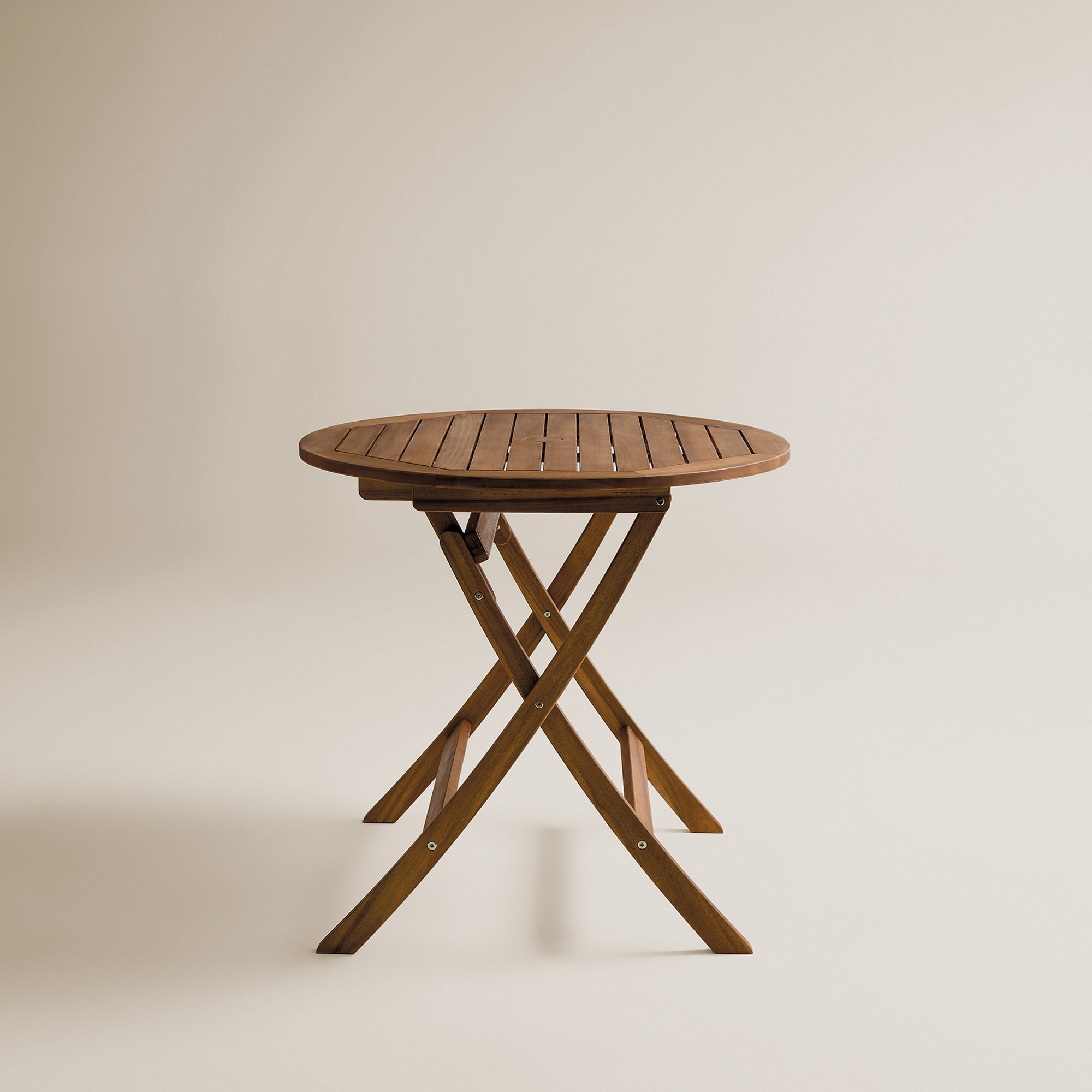 Mesa de Varanda Redonda Dobrável de Acácia Baiona Natural-3