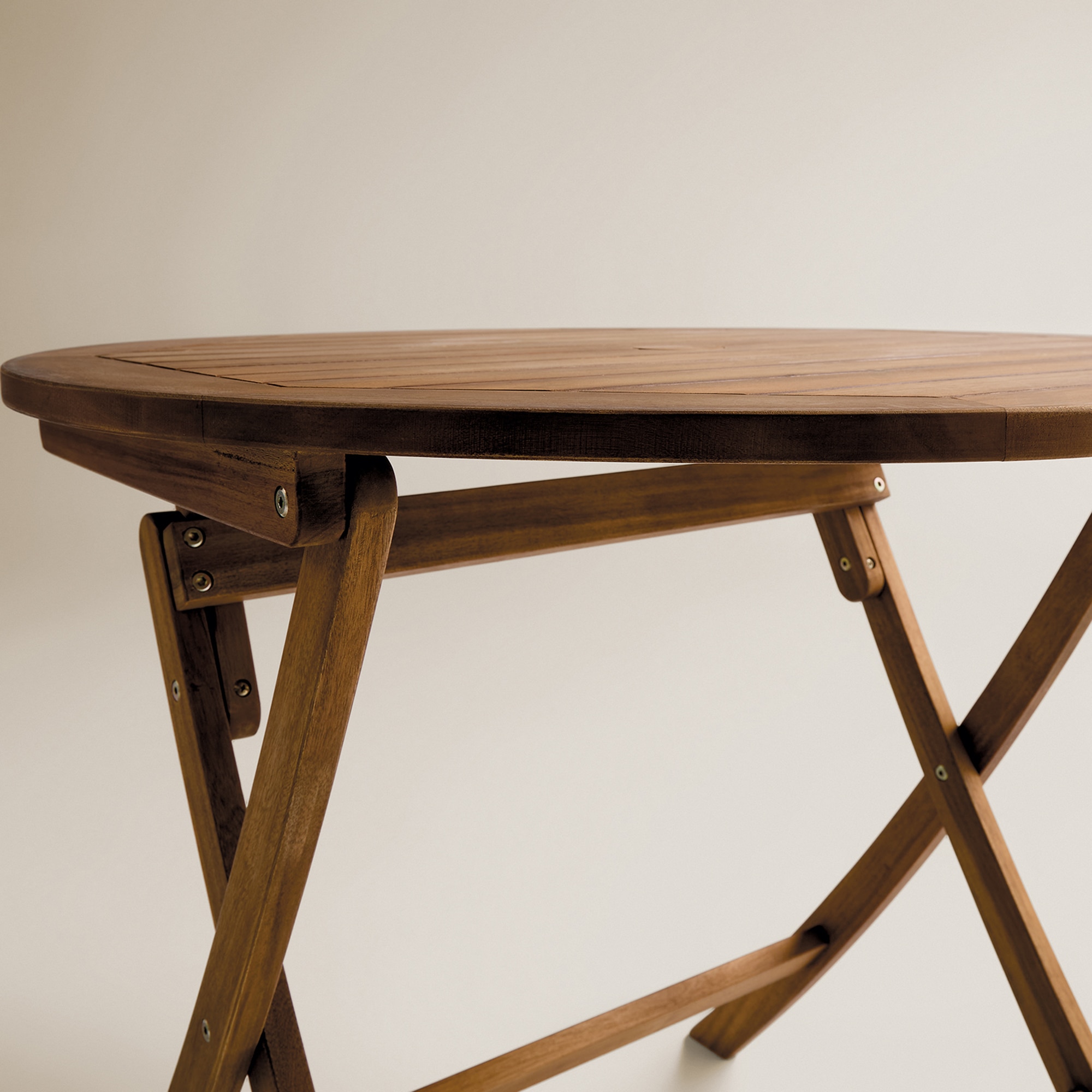 Mesa de Varanda Redonda Dobrável de Acácia Baiona Natural-4