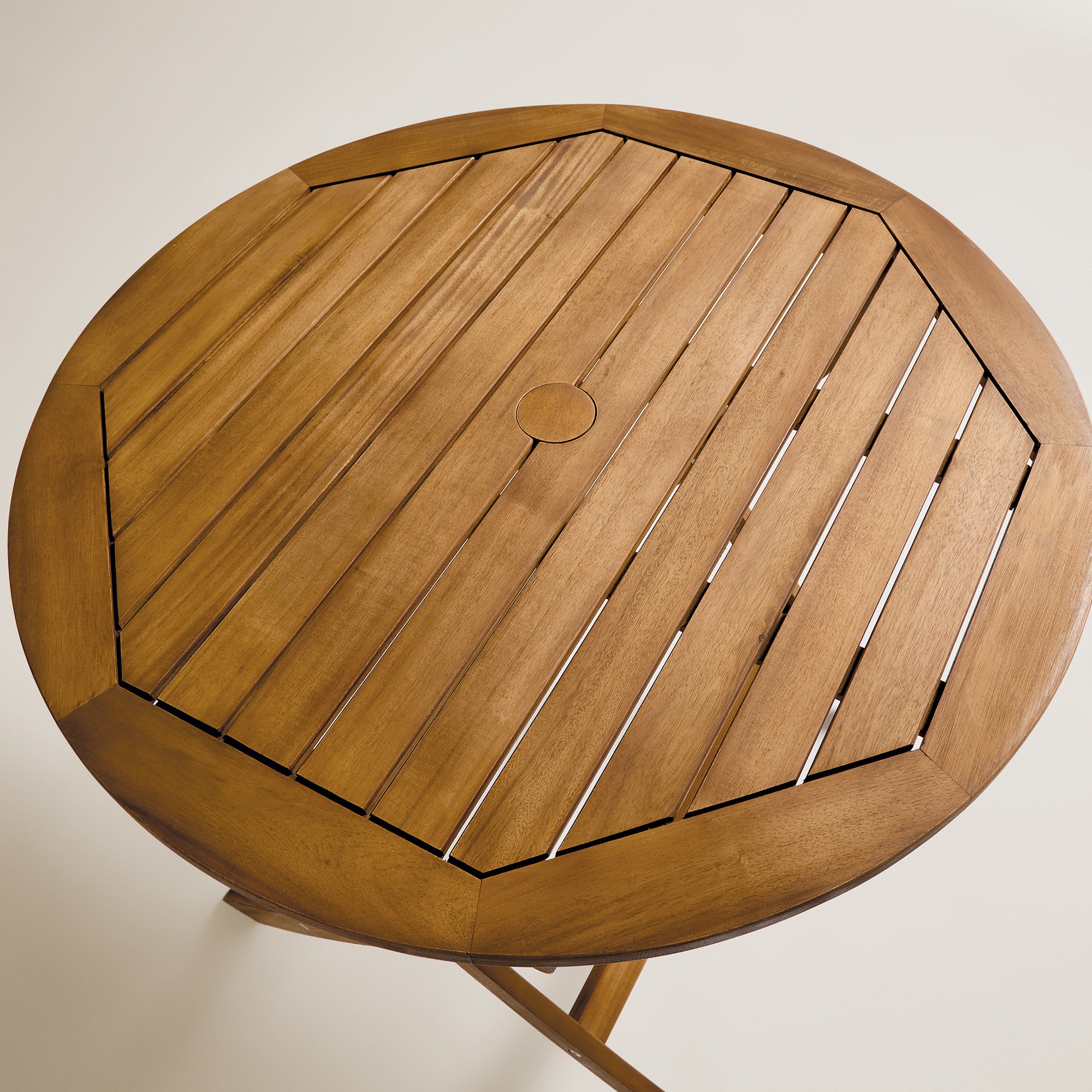 Mesa de Varanda Redonda Dobrável de Acácia Baiona Natural-5