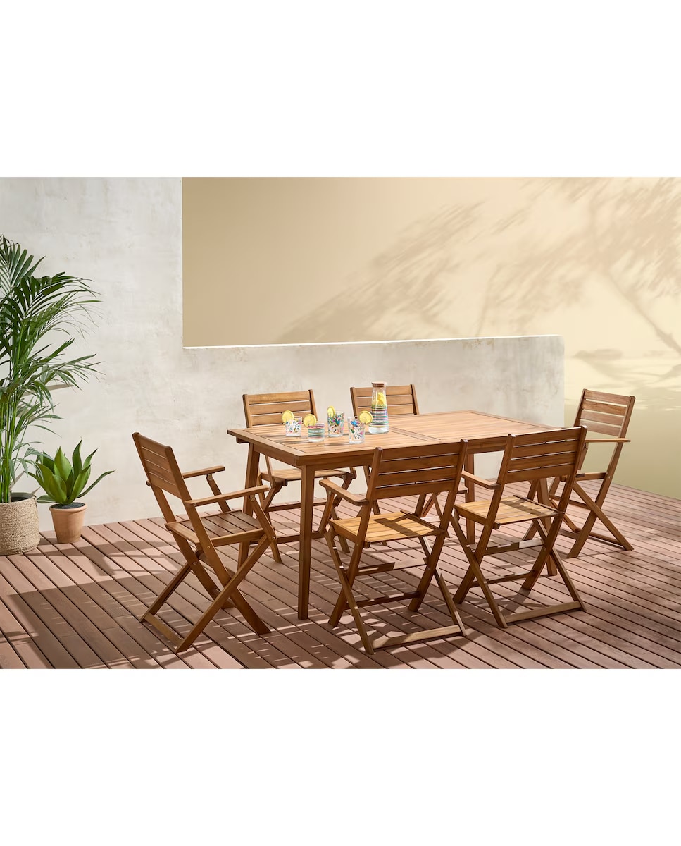 Mesa de comedor extensible de jardín Scot Basics El Corte Inglés Natural-8