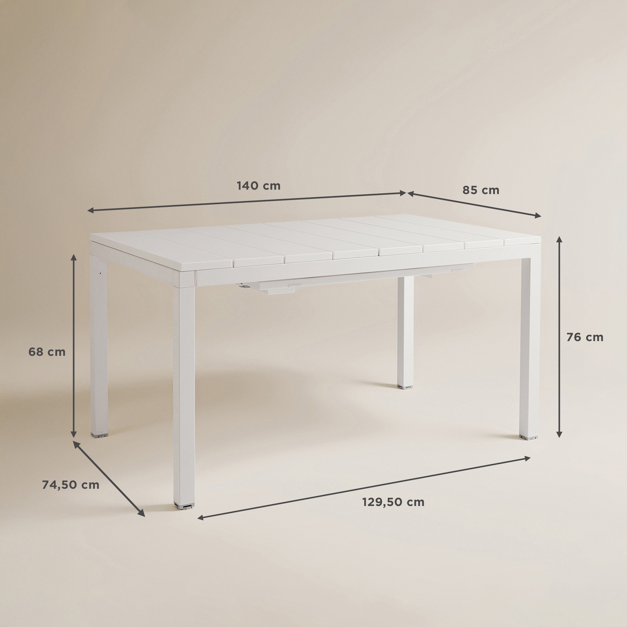 Mesa de jardim extensível Rio Nardi Branco-10