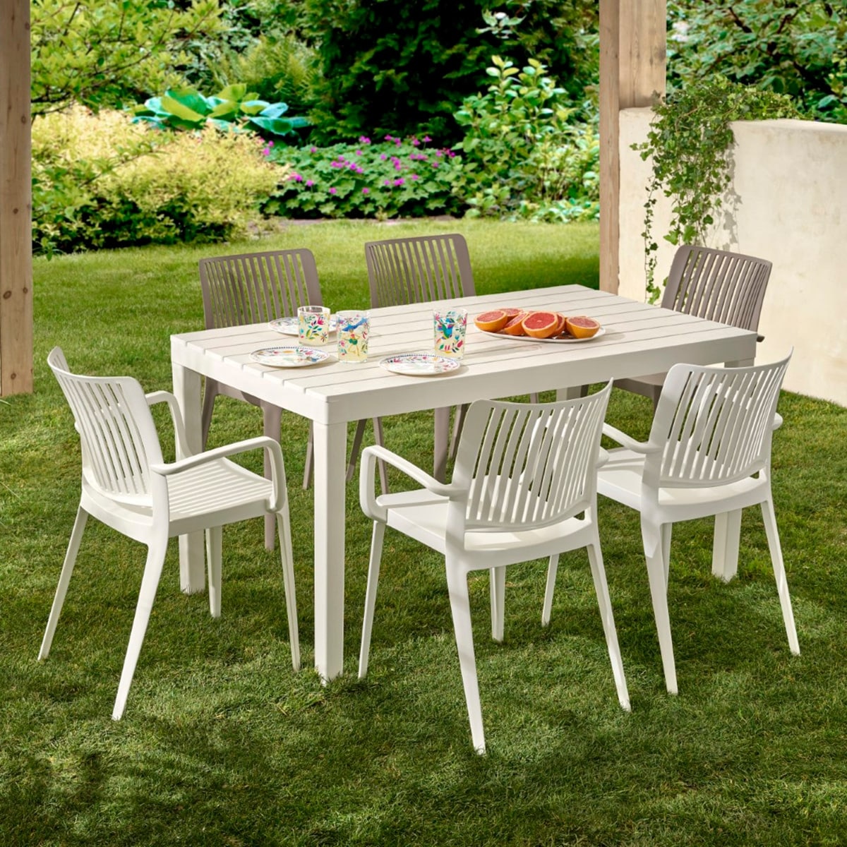 Mesa de comedor de jardín Sumatra Progarden Blanco-2
