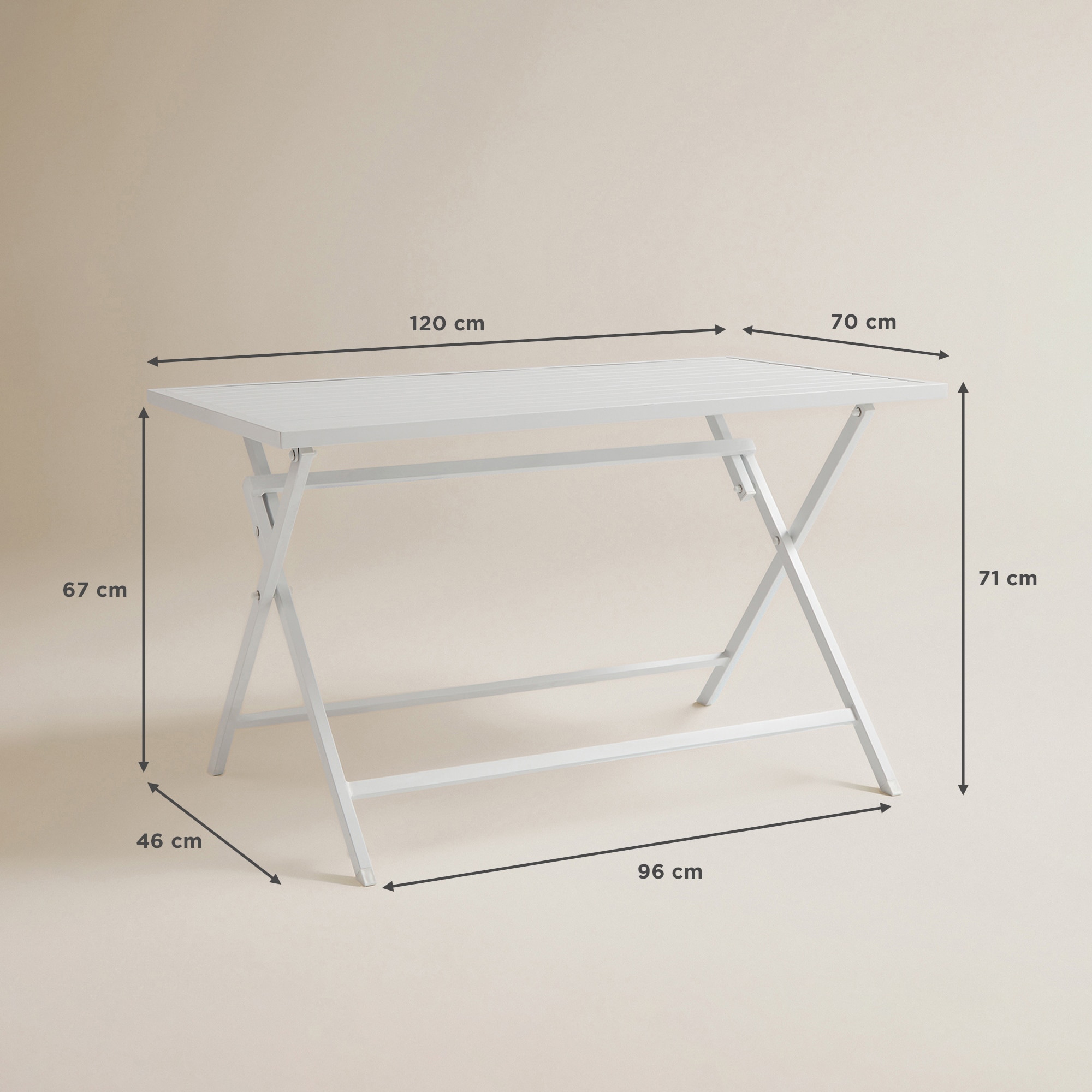Mesa de Varanda Dobrável Retangular Atlanta Branco-8