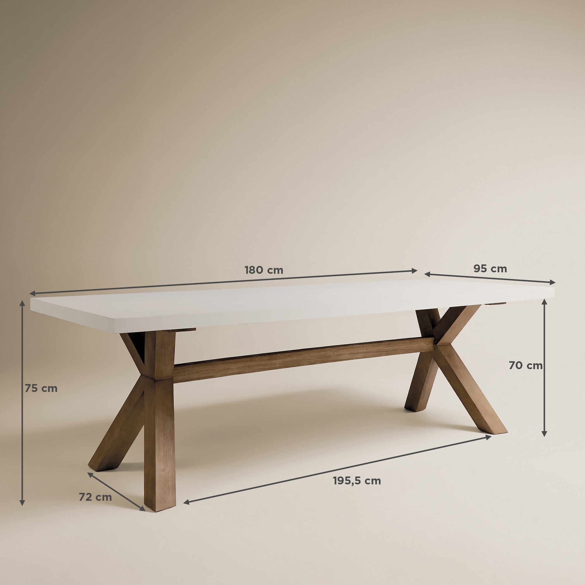 Mesa de Jardim de Madeira de Acácia Keros El Corte Inglés Madeira/Branco-8