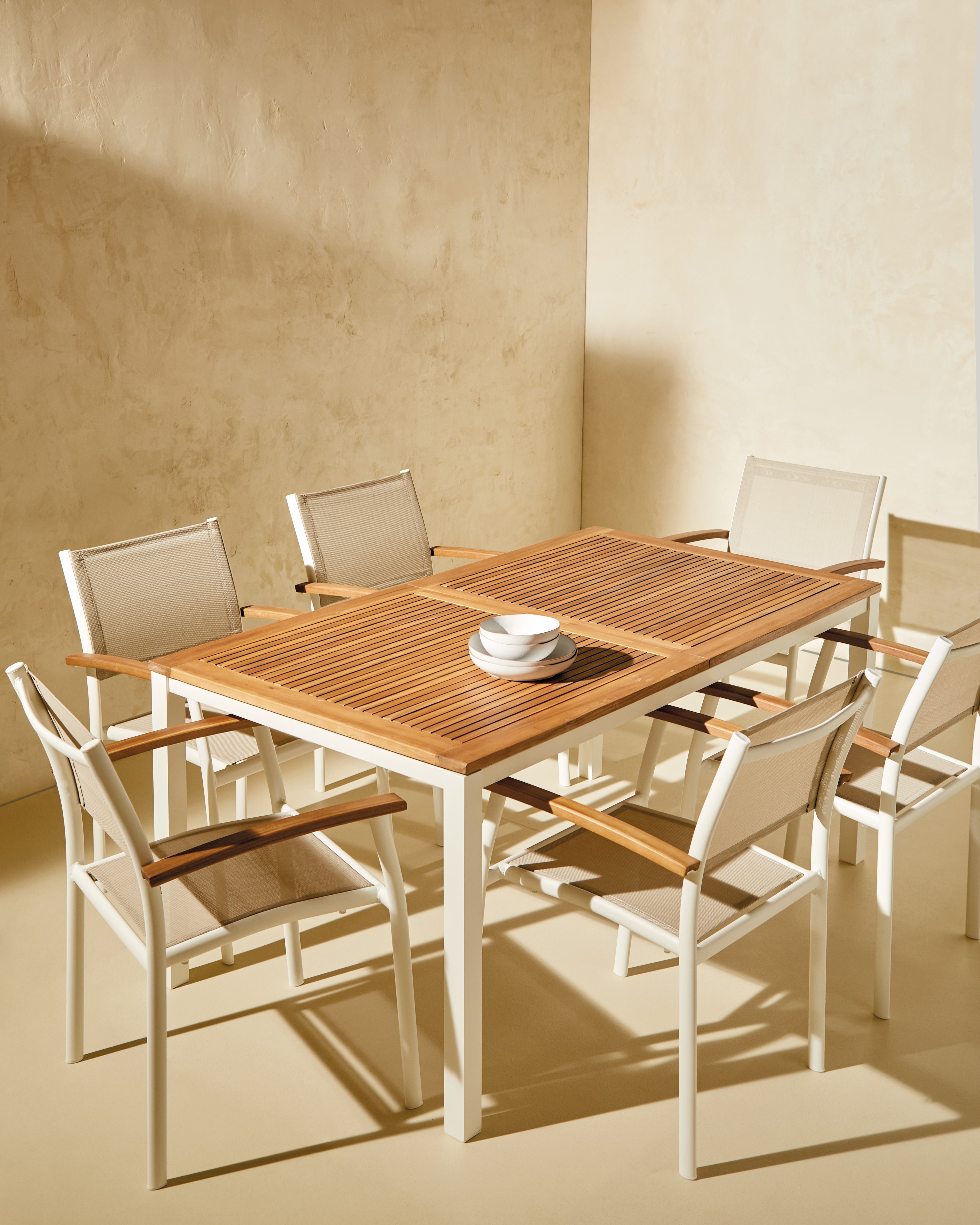 Mesa Extensível de Jardim Rockwell El Corte Inglés Natural / Branco-8