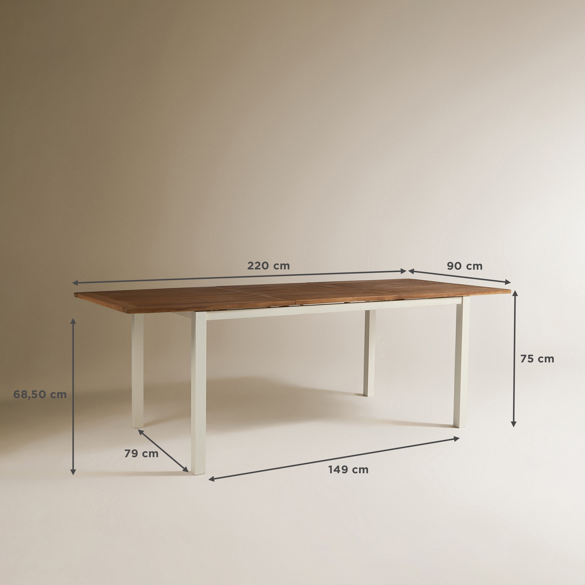Mesa Extensível de Jardim Rockwell El Corte Inglés Natural / Branco-11