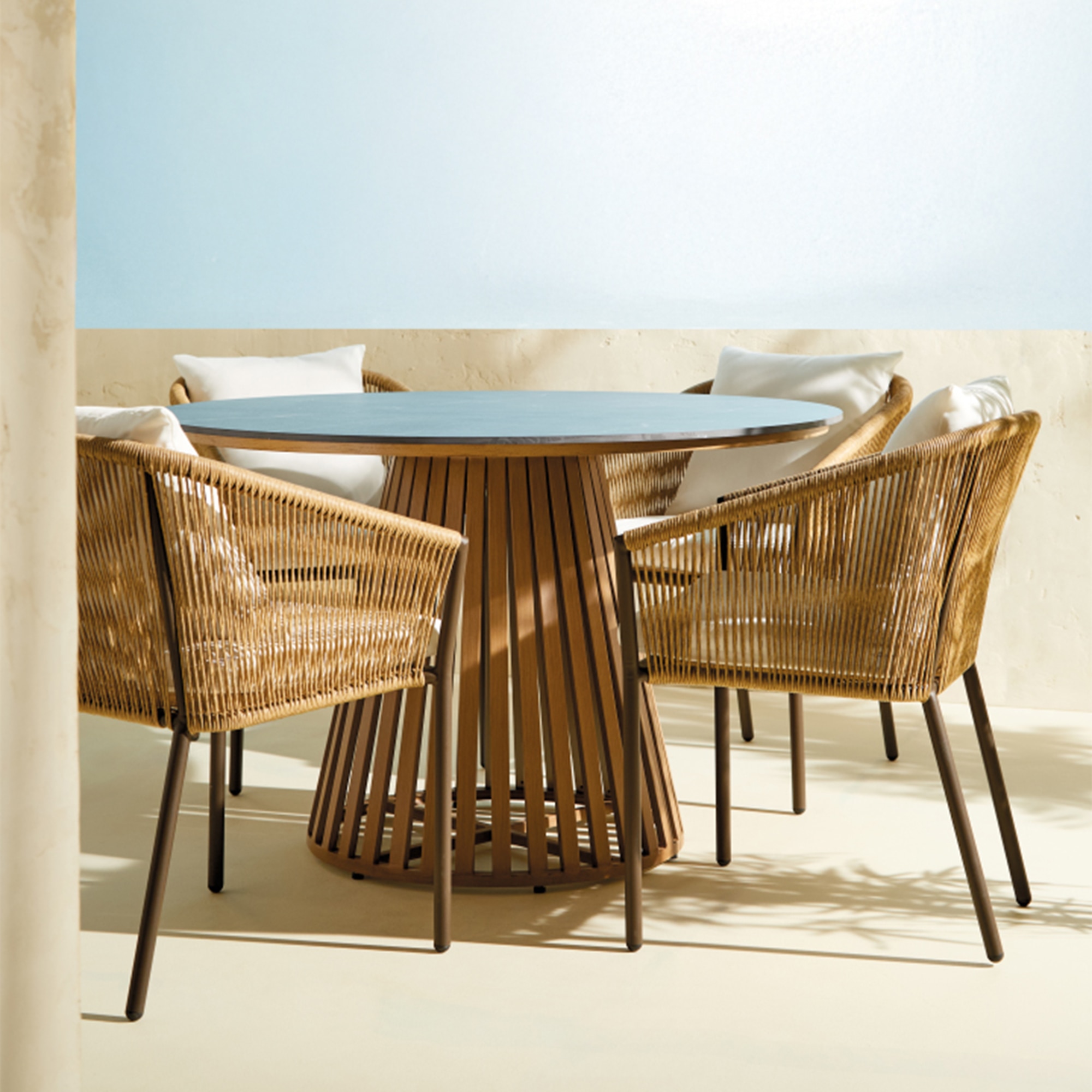 Mesa de Jardim Redonda Paros El Corte Inglés Antracite/Natural-1
