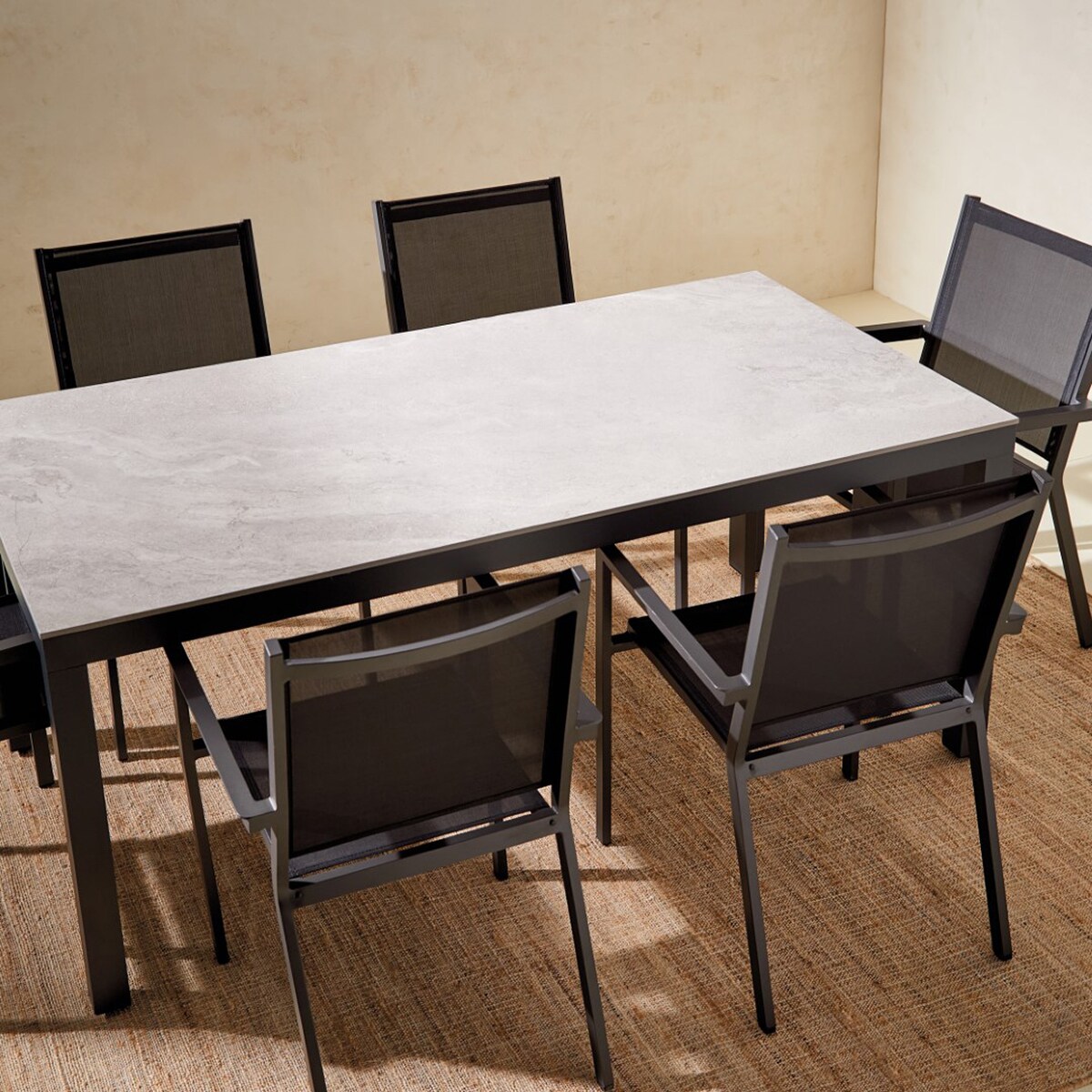 Mesa de jardín rectangular de cerámica Pacífico Motif - Antracita 75 x 150 cm Antracita-6