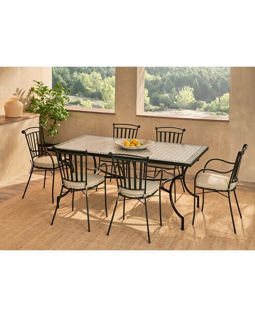 Colección de comedor de jardín con mesa Siros y sillón Alhambra El Corte Inglés