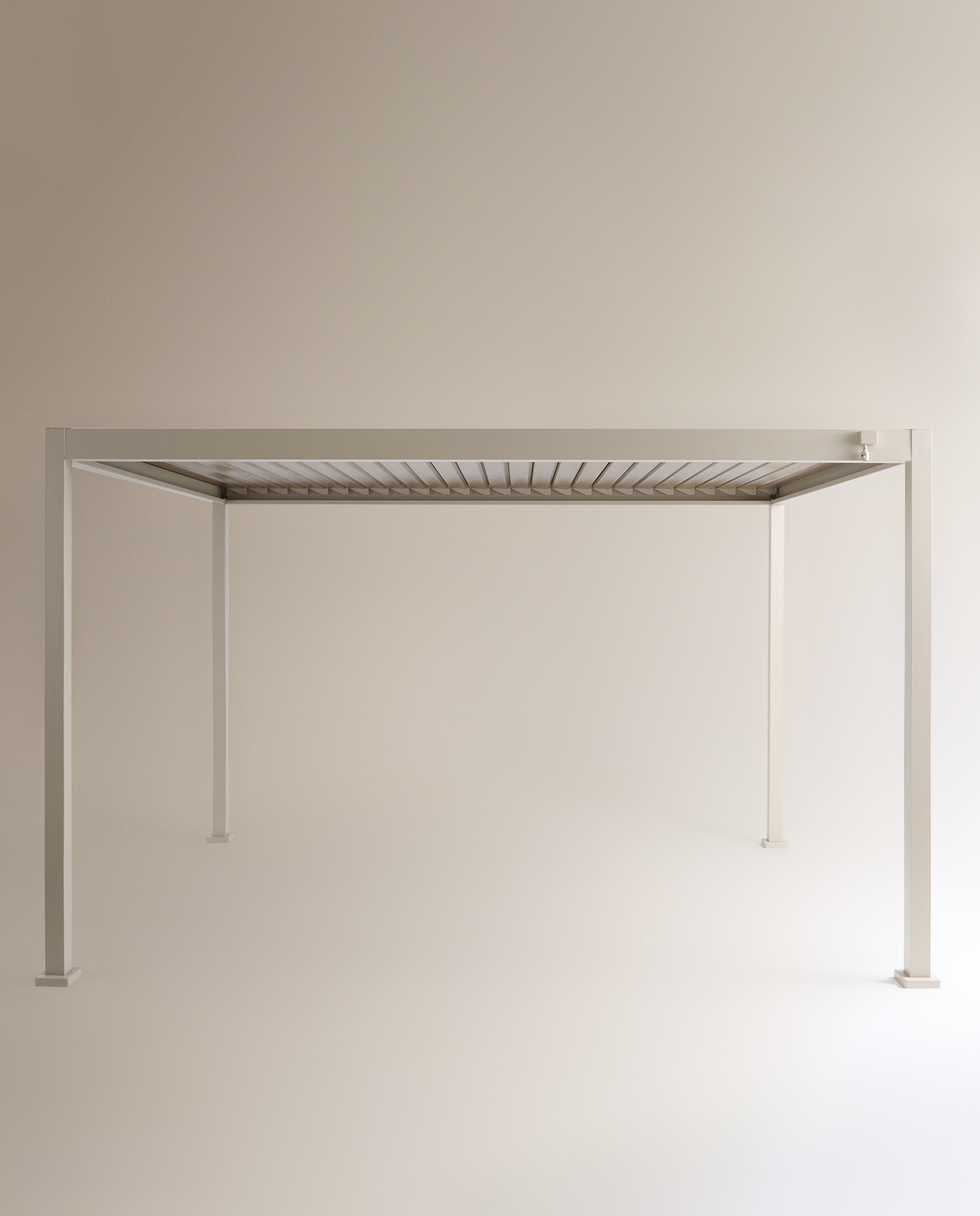 Pérgola con techo de lamas imitación madera Sonora Creme-3