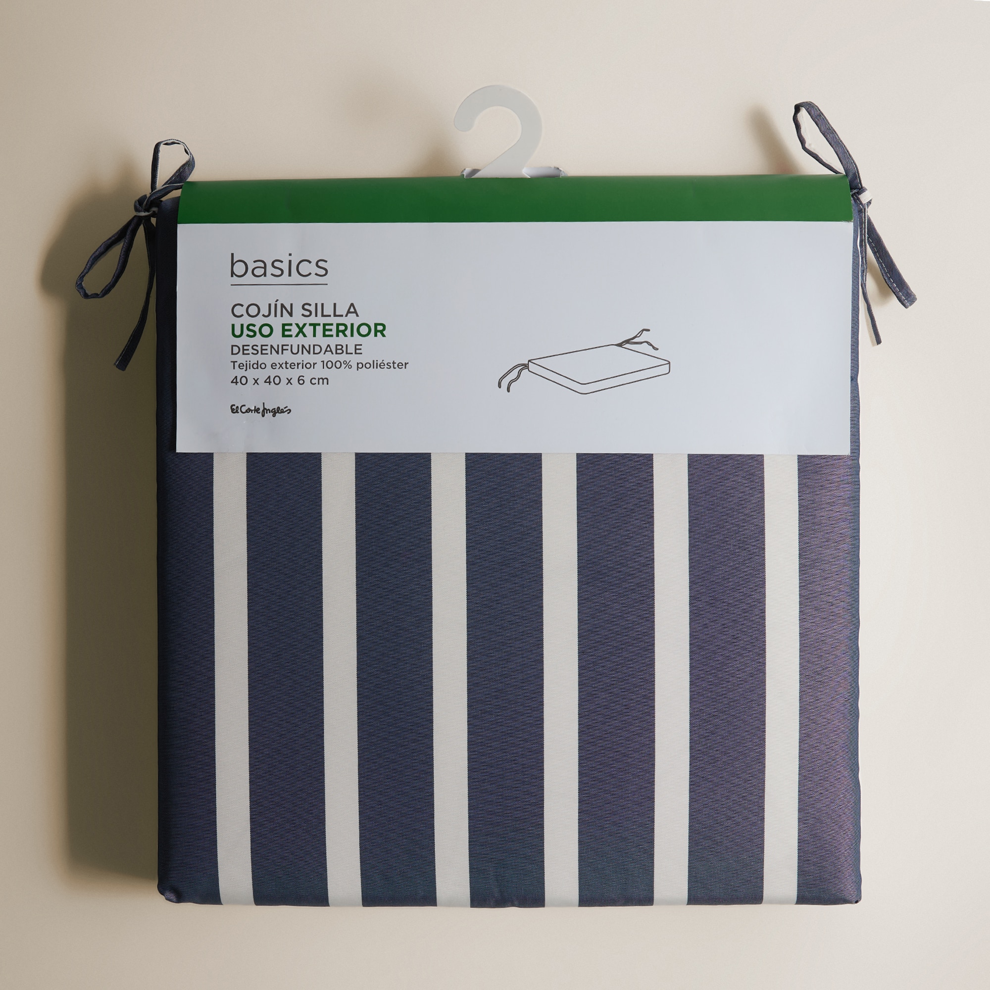 Cojín de rayas para asiento160 gr Raya Bicolor Basics El Corte Inglés Navy / Blanco-4