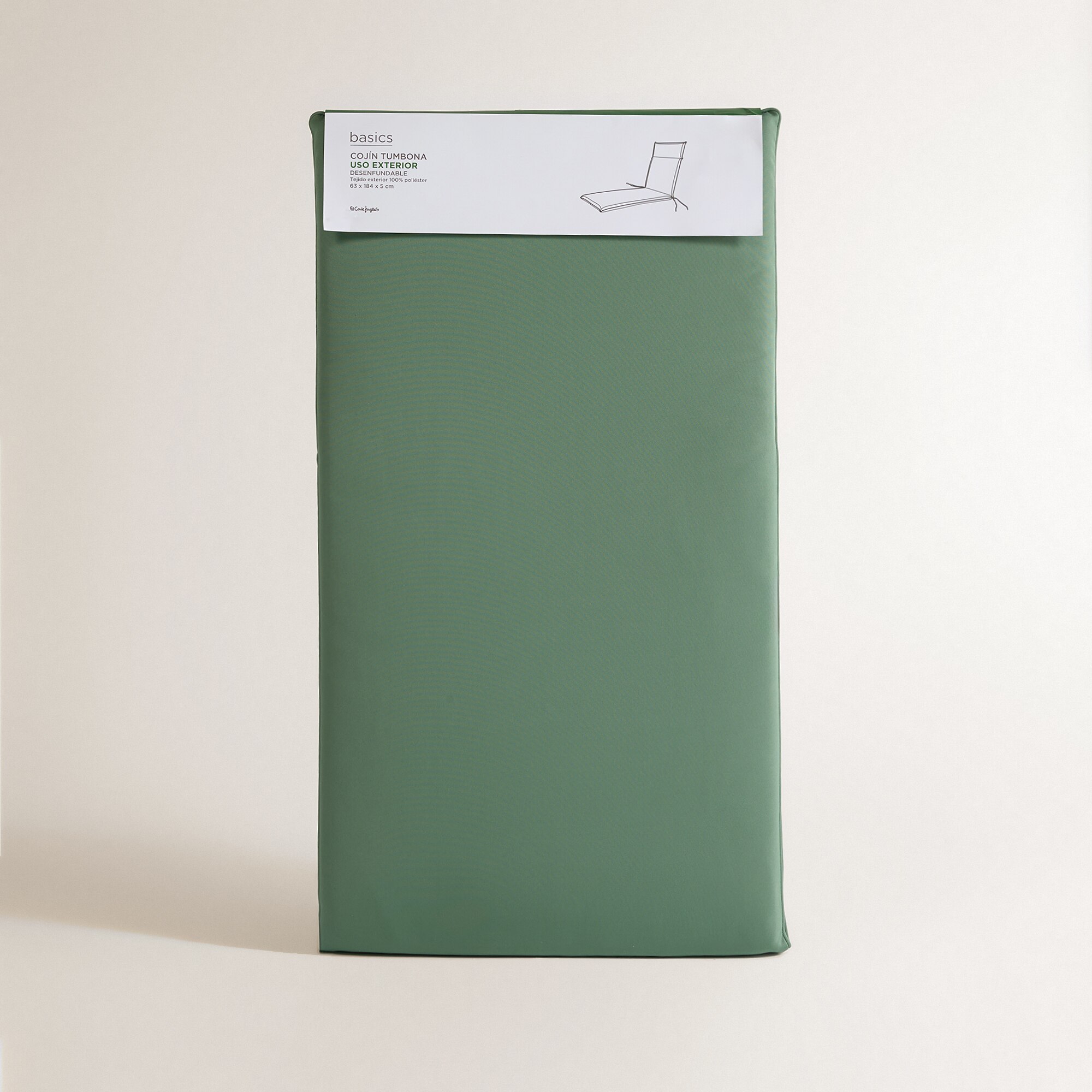 Cojín liso para tumbona 230 gr Basics El Corte Inglés Verde oscuro-6