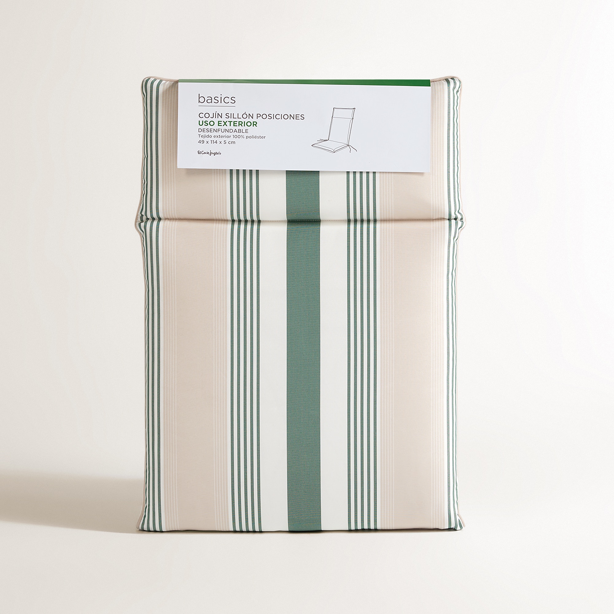 Cojín de rayas para asiento con respaldo alto 230 gr Basics El Corte Inglés 6