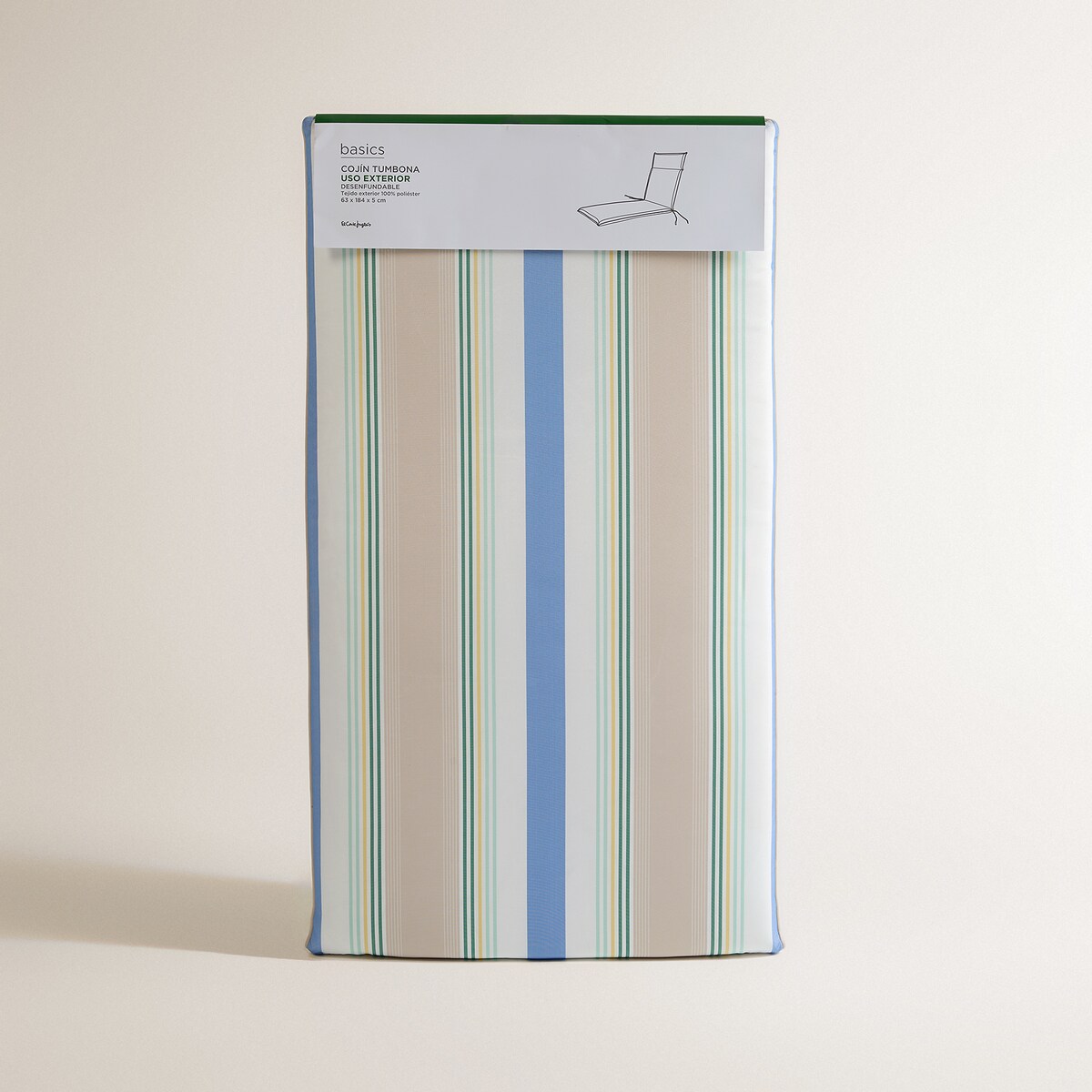 Cojín de rayas para tumbona 230 gr Basics El Corte Inglés Multicolor-6