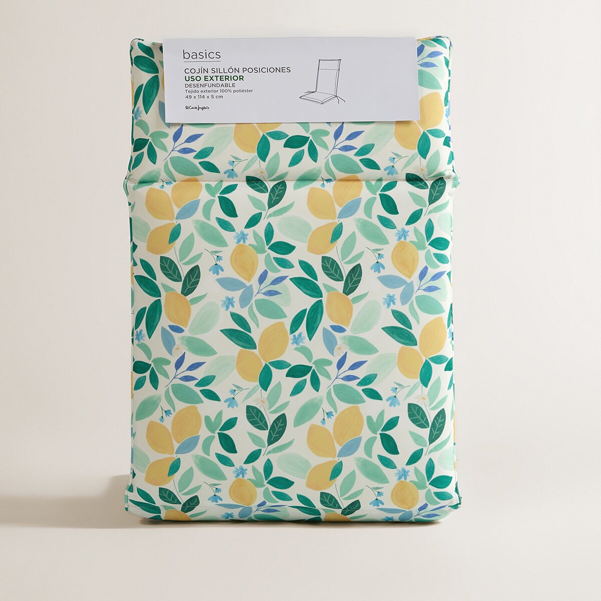 Cojín de asiento con respaldo alto Lemon Basics El Corte Inglés Multicolor-6