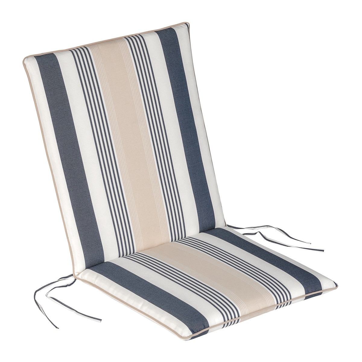 Cojín de rayas para asiento con respaldo bajo 230 gr Basics El Corte Inglés Azul oscuro-1