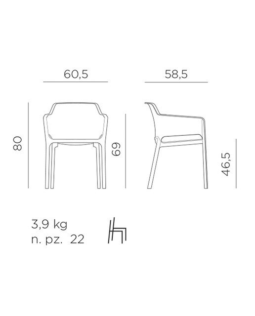 Sillón de jardín apilable Net Nardi - Antracita Antracita-9