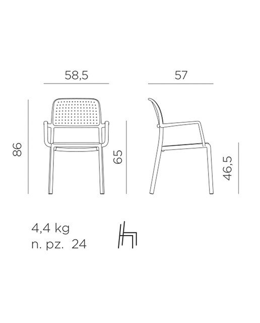 Sillón de jardín de resina apilable Bora Nardi - Antracita Antracita-2