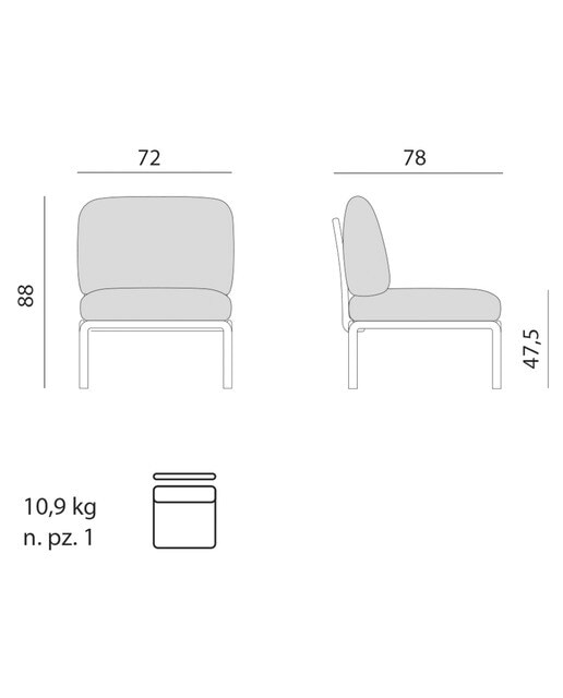 Módulo Central para Sofá de Jardim Komodo Antracite/Cinzento-Escuro-2