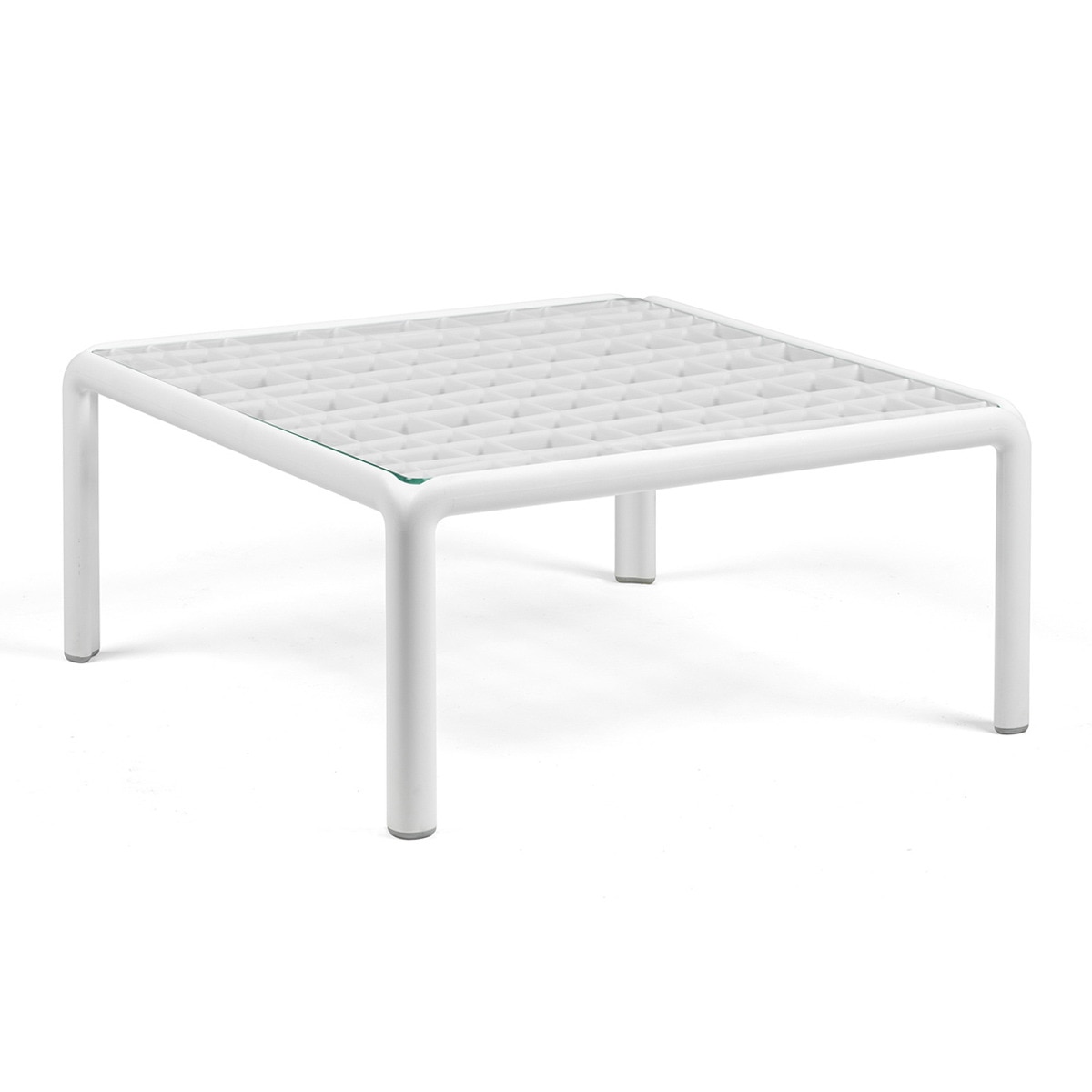Mesa de centro de jardín de resina con superficie de cristal Komodo Nardi - Blanco Blanco-1