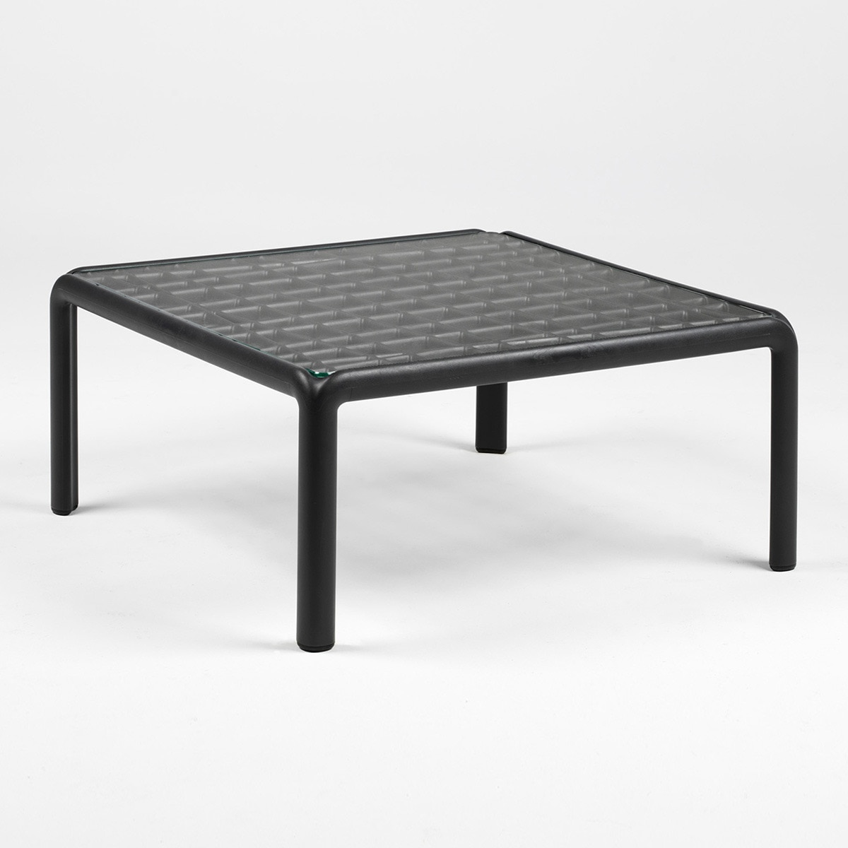 Mesa de centro de jardín de resina con superficie de cristal Komodo Nardi - Antracita Antracita-1