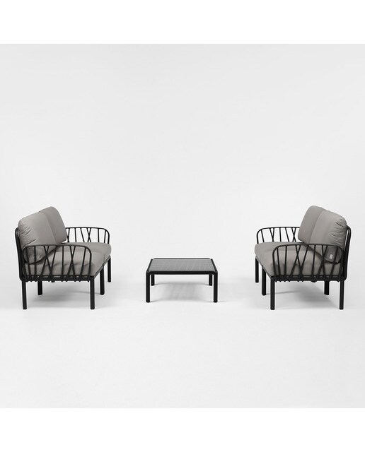 Mesa de centro de jardín de resina con superficie de cristal Komodo Nardi - Antracita Antracita-4