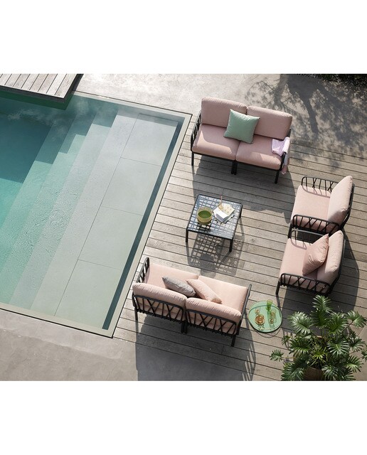 Mesa de centro de jardín de resina con superficie de cristal Komodo Nardi - Antracita Antracita-5