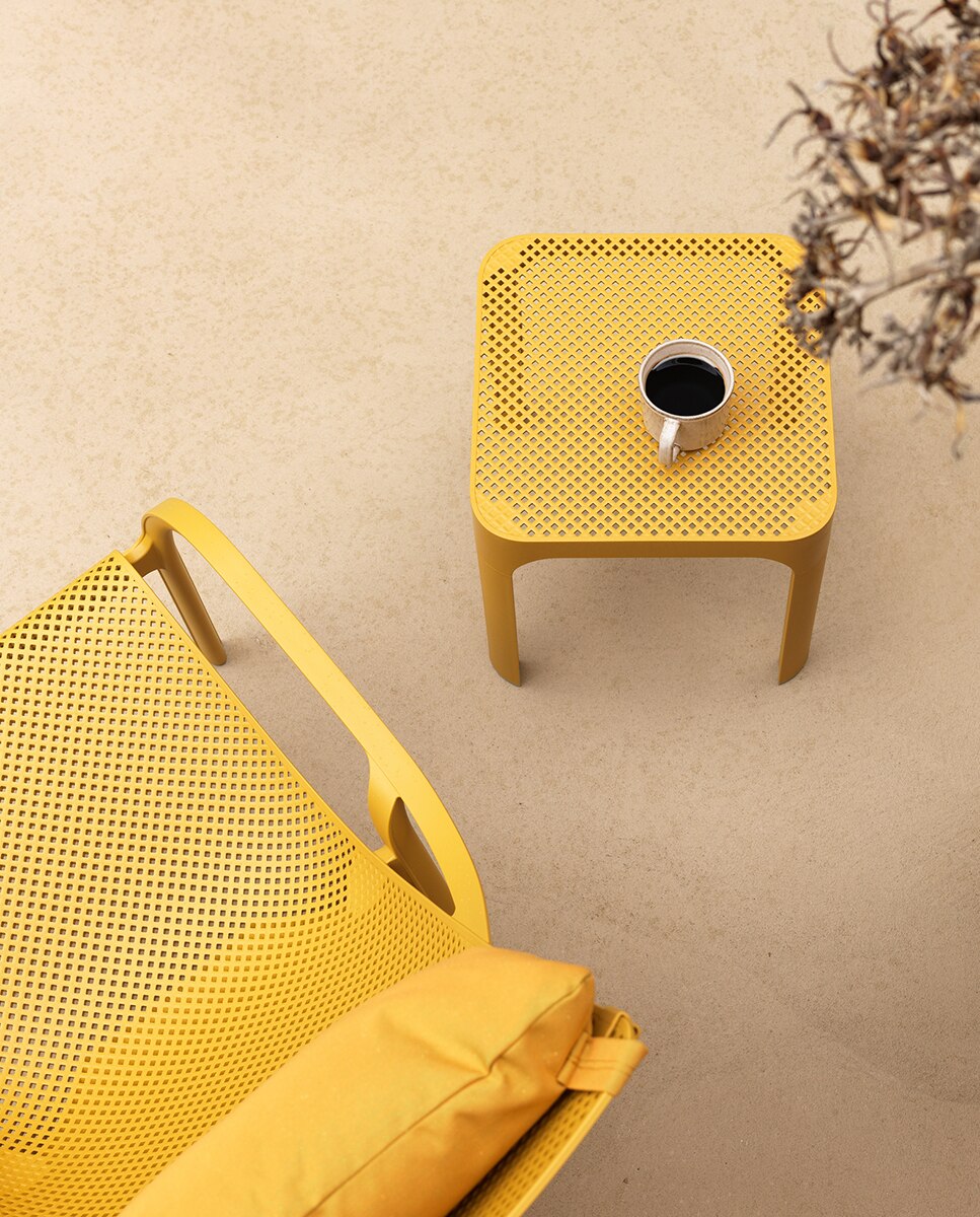 Mesa auxiliar de jardín de resina Net Nardi - Mostaza Mostaza-2
