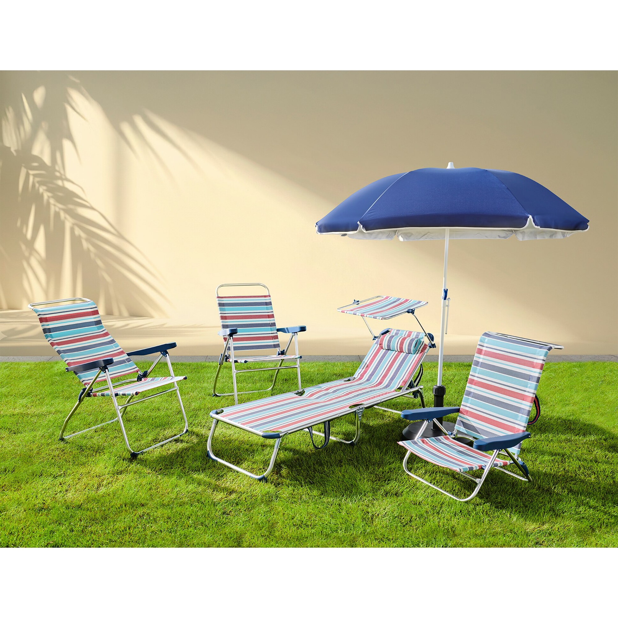 Silla baja plegable y reclinable Amalfi Basics El Corte Inglés Azul-8