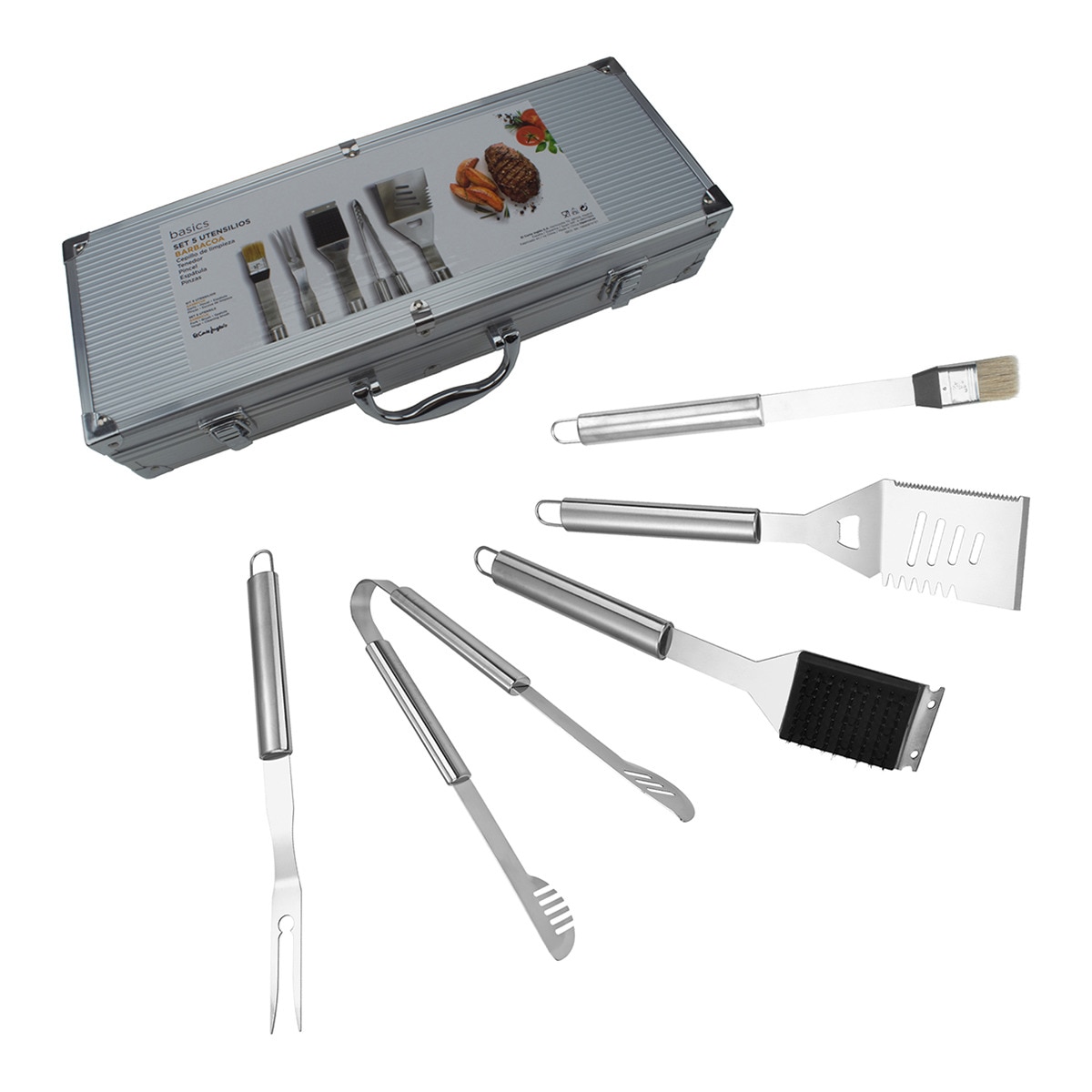 Imagen 0 de Maletín con 5 accesorios para barbacoa Basics El Corte Inglés