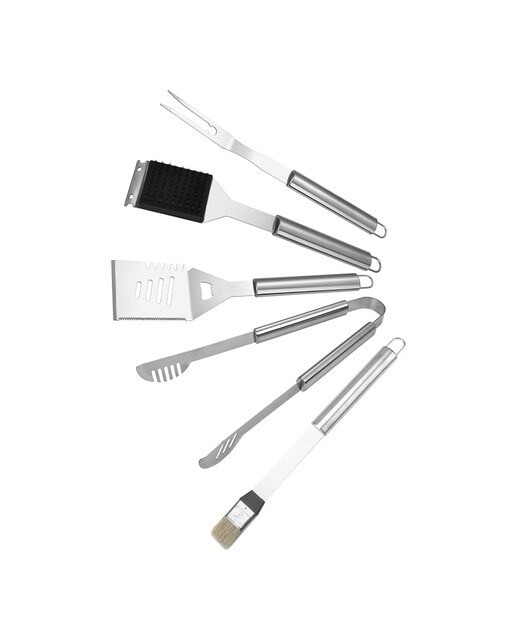 Maletín con 5 accesorios para barbacoa Basics El Corte Inglés Acero-2