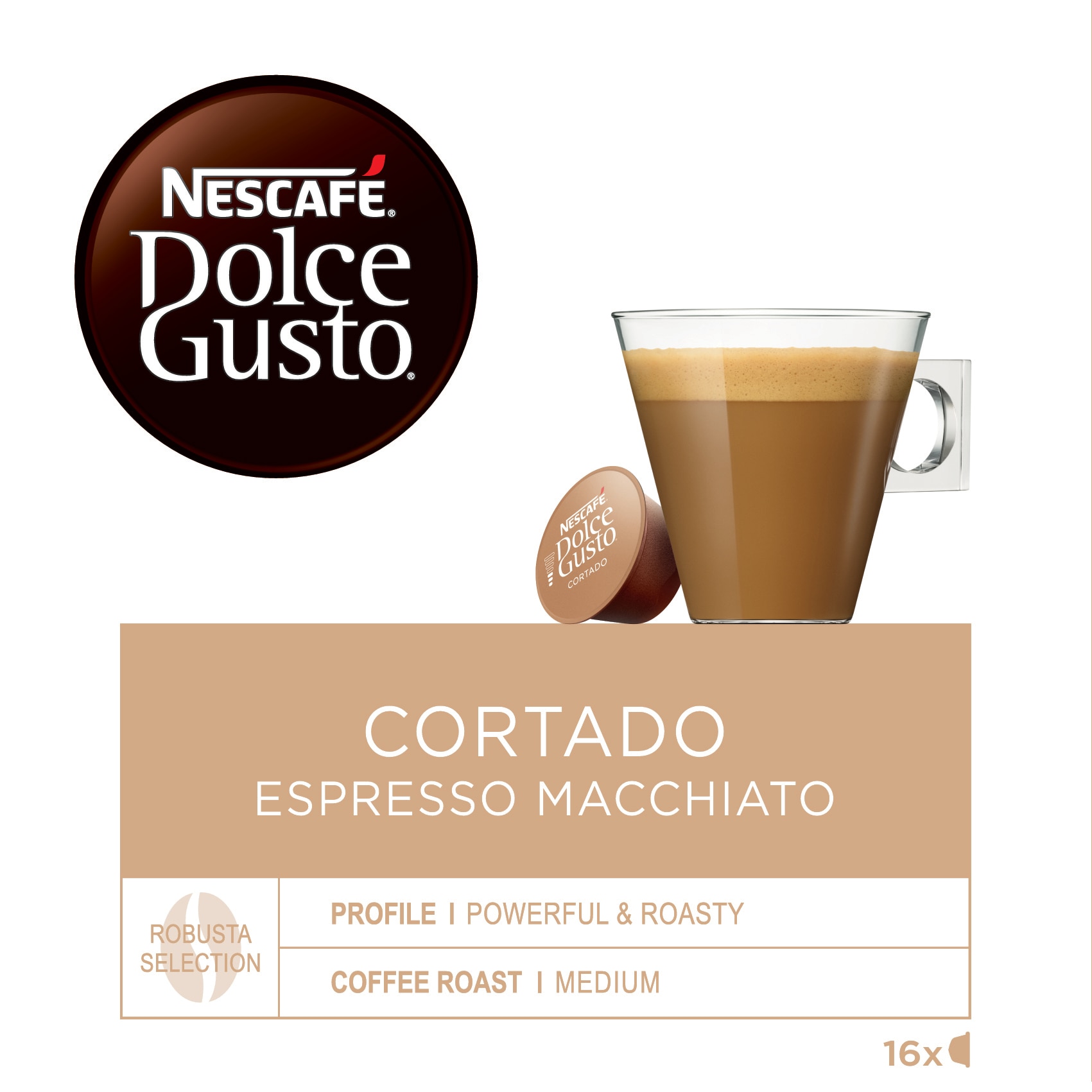Estuche 16 cápsulas NESCAFE DOLCE GUSTO café Cortado Espresso Macchiatto selección de arábica y robusta 2