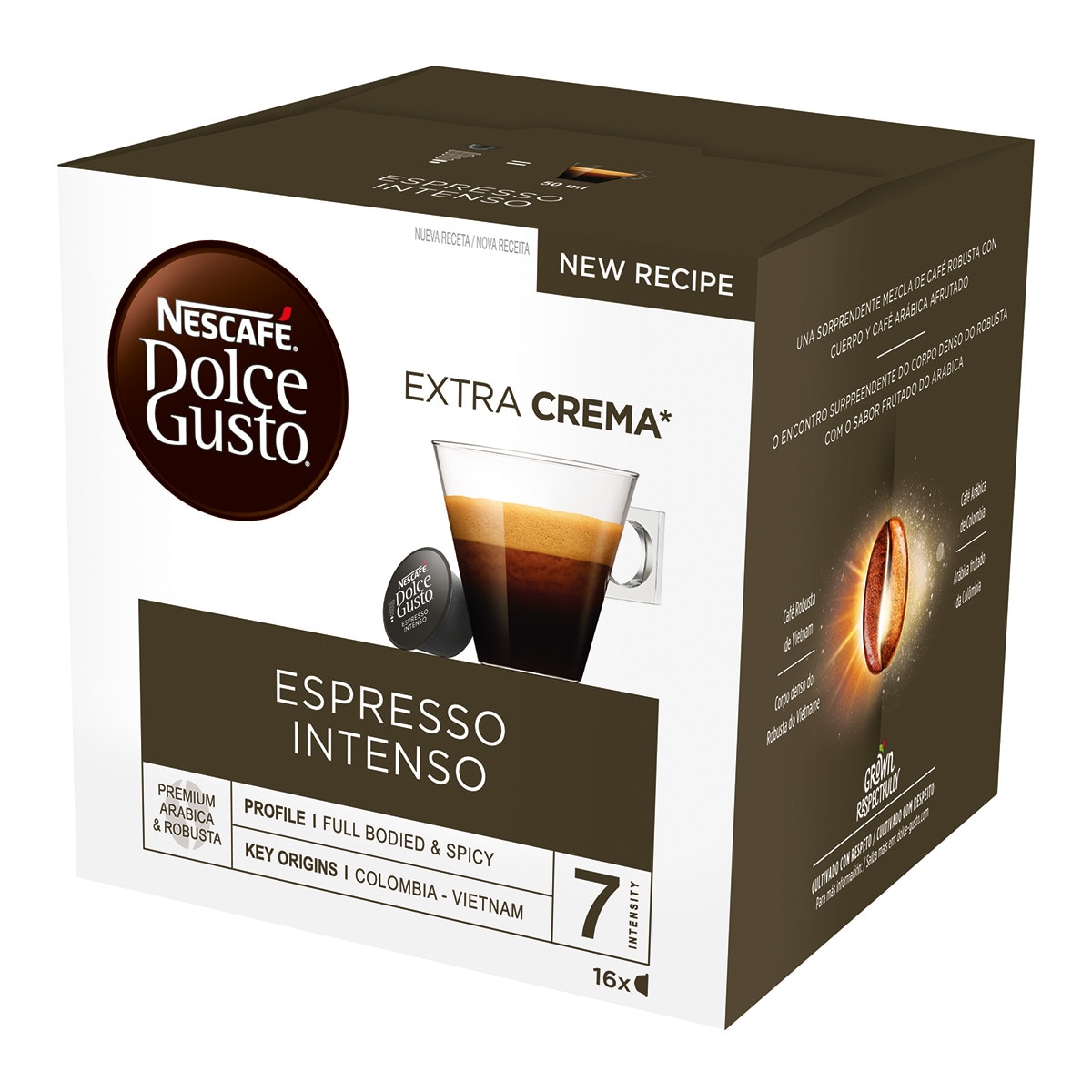 Imagen 0 de Estuche 16 cápsulas NESCAFE DOLCE GUSTO café Espresso Intenso Premium arábica y robusta de Colombia y Vietnam intensidad 7