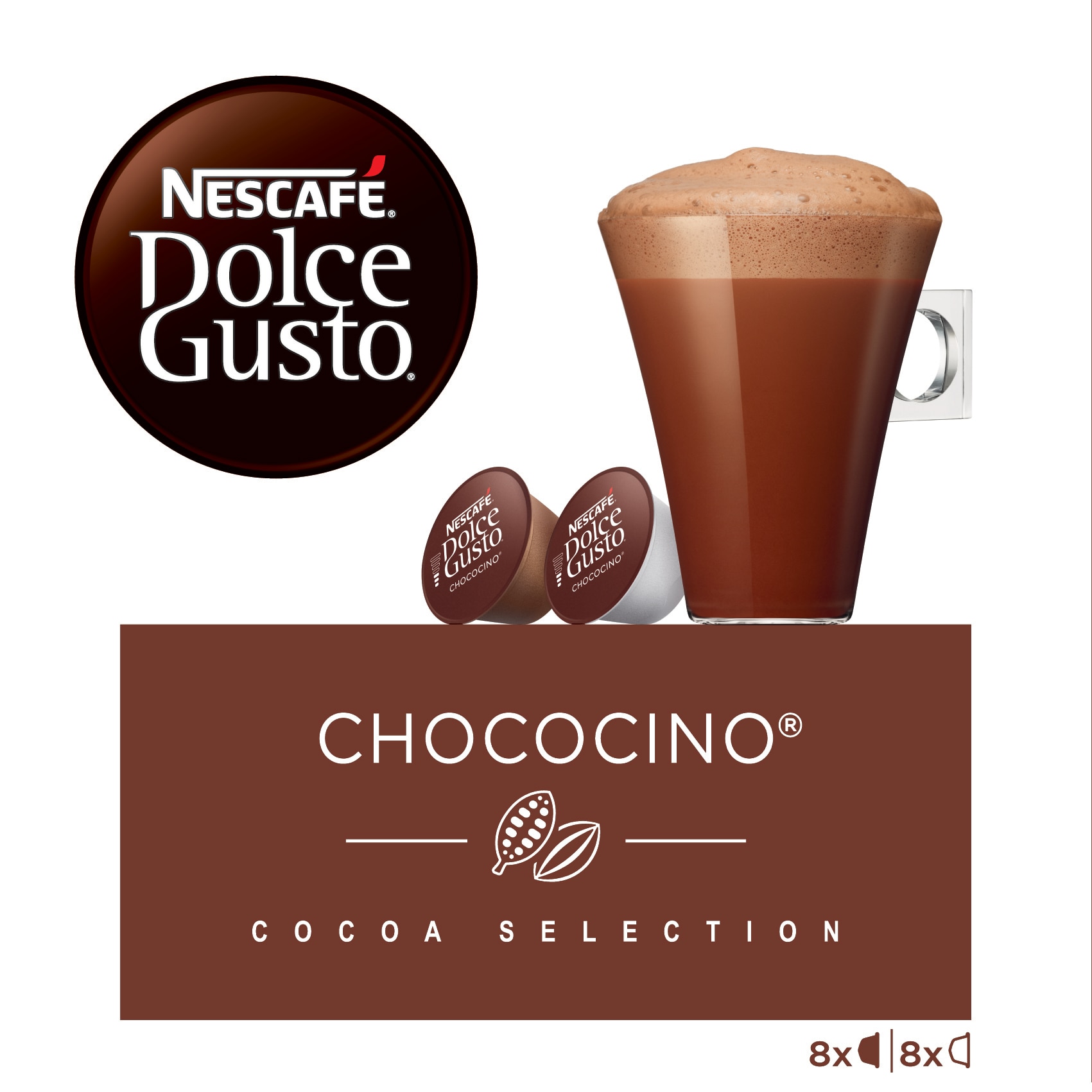Estuche 8 unidades de cacao + 8 leche NESCAFE DOLCE GUSTO Chococino chocolate a la taza en cápsulas 2