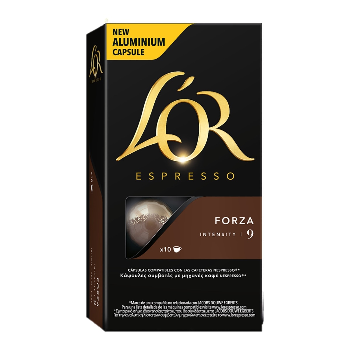 Imagen 0 de Estuche 10 cápsulas L'OR ESPRESSO café Forza intensidad 9 compatibles con máquinas Nespresso Original