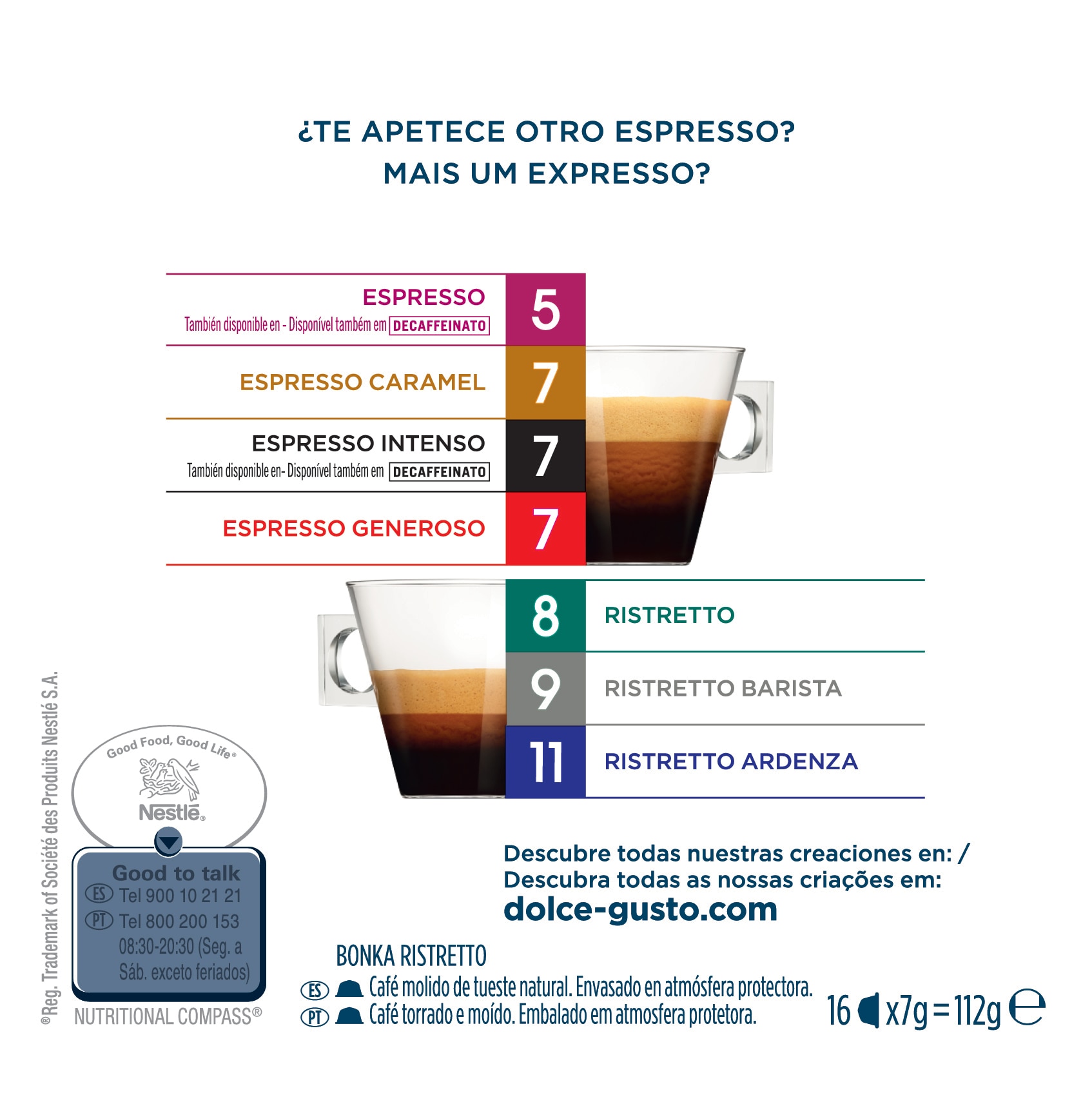 Estuche 16 cápsulas NESCAFE DOLCE GUSTO Bonka Ristretto selección arábica y robusta de Colombia, Camerún, Uganda, Brazil y Vietnam intensidad 8 4