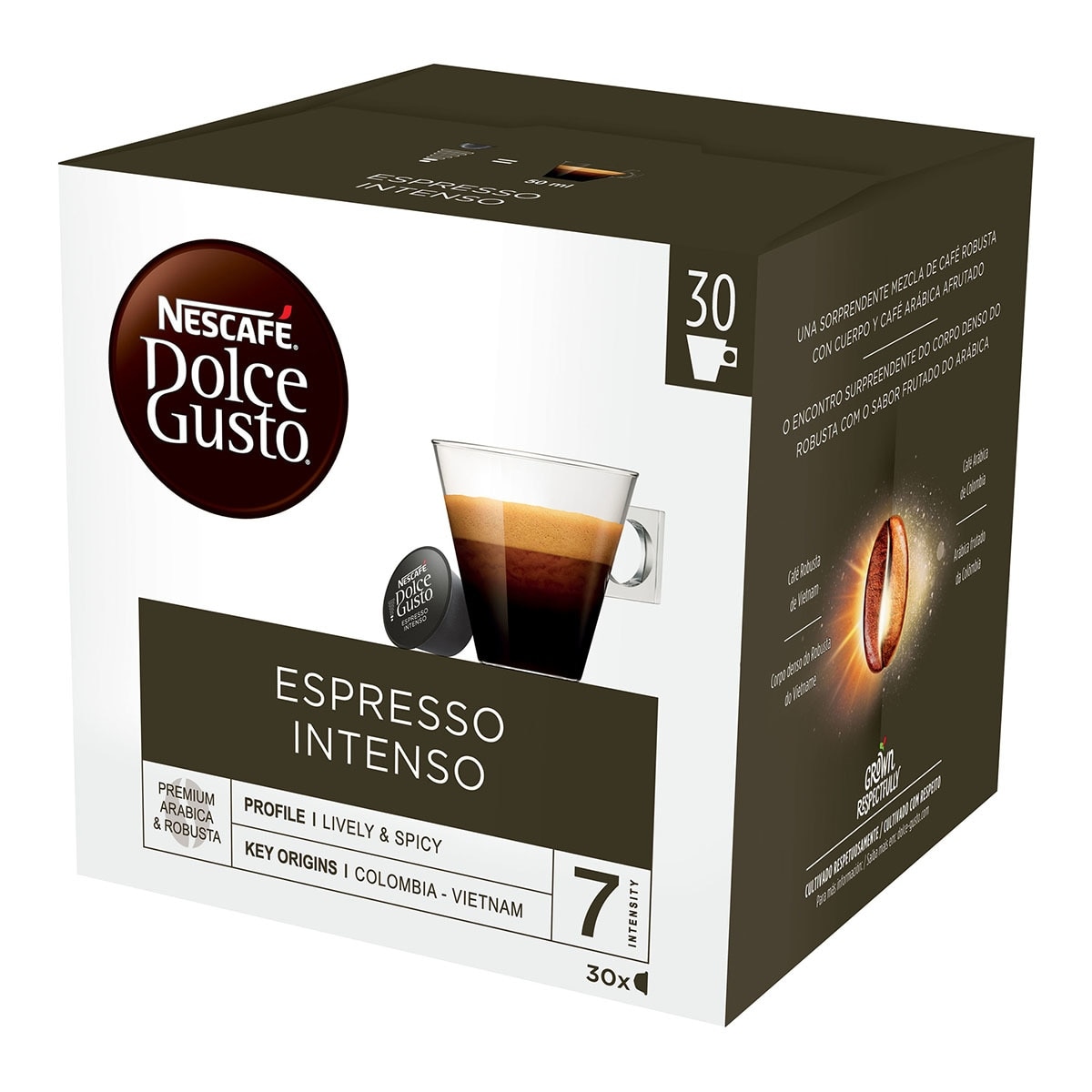 Imagen 0 de Estuche 30 cápsulas NESCAFE DOLCE GUSTO café Espresso Intenso Premium arábica y robusta de Colombia y Vietnam intensidad 7