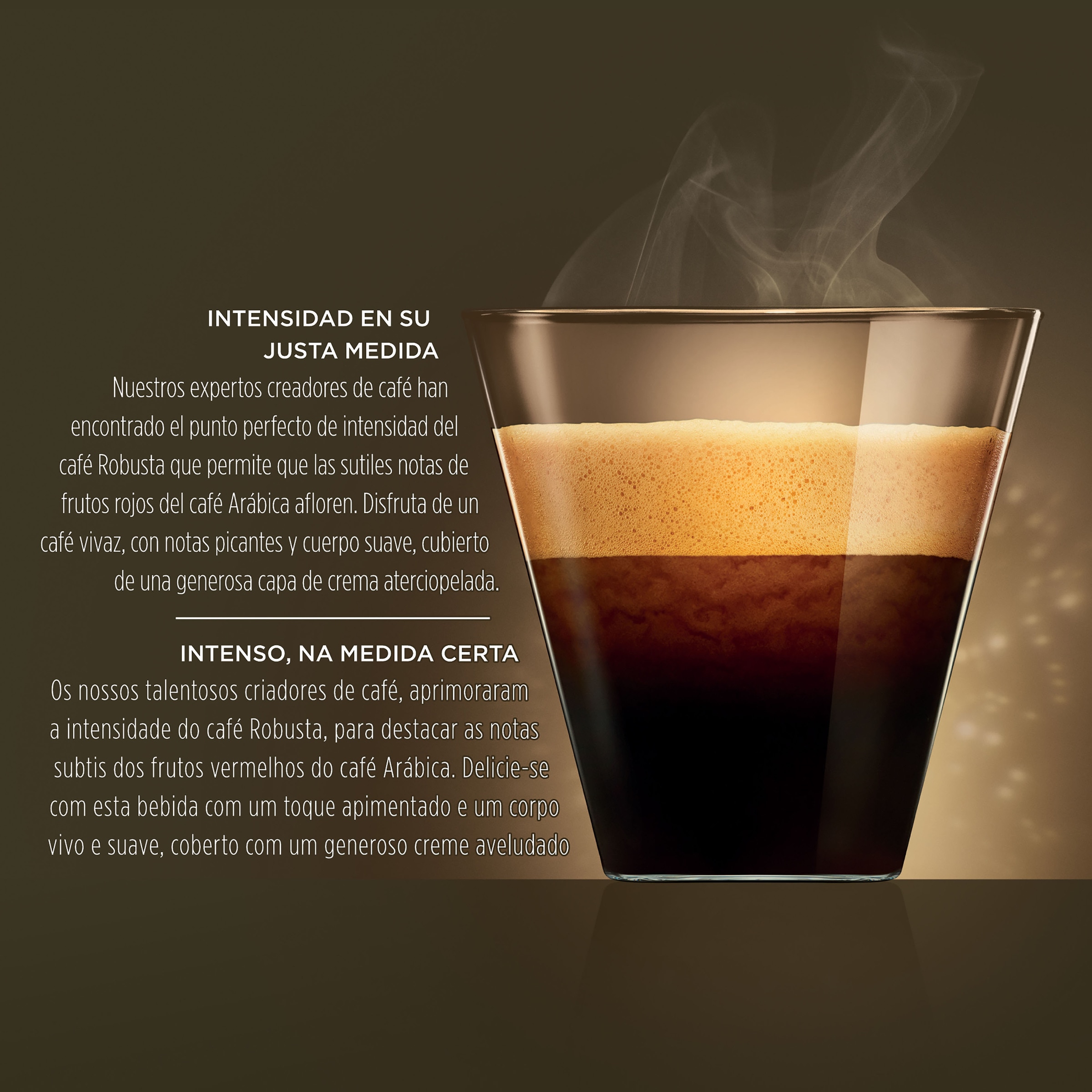 Estuche 30 cápsulas NESCAFE DOLCE GUSTO café Espresso Intenso Premium arábica y robusta de Colombia y Vietnam intensidad 7 3