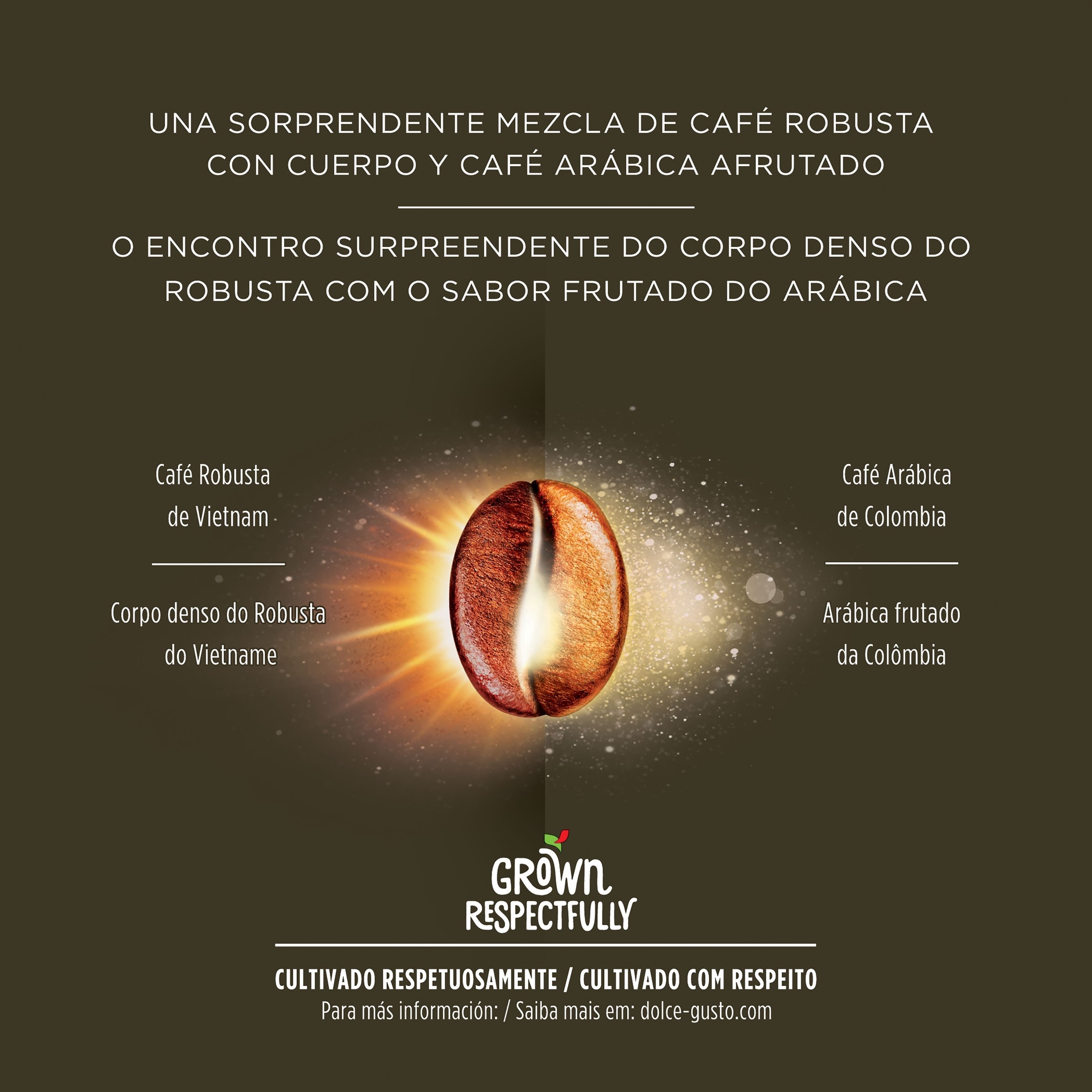 Estuche 30 cápsulas NESCAFE DOLCE GUSTO café Espresso Intenso Premium arábica y robusta de Colombia y Vietnam intensidad 7 5