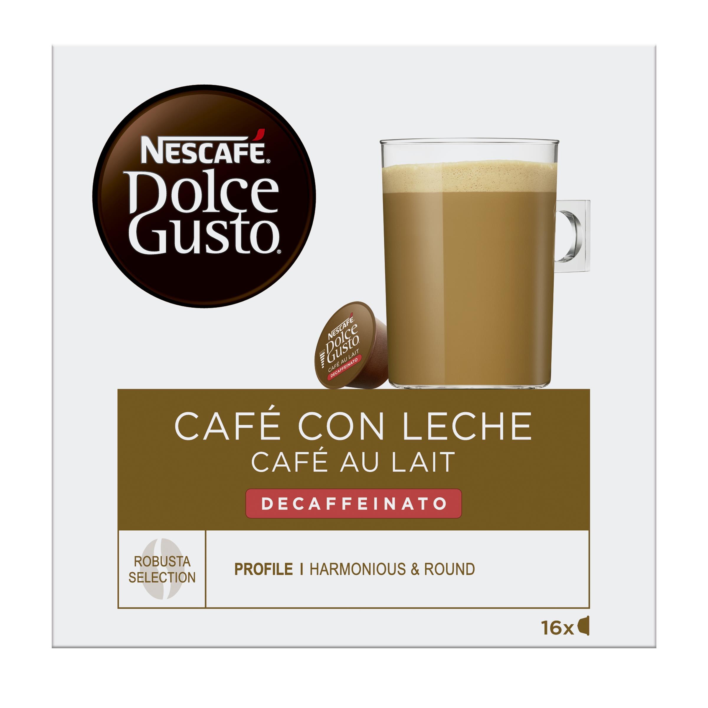 Estuche 16 cápsulas NESCAFE DOLCE GUSTO café con leche decaffeinato Selección robusta 2