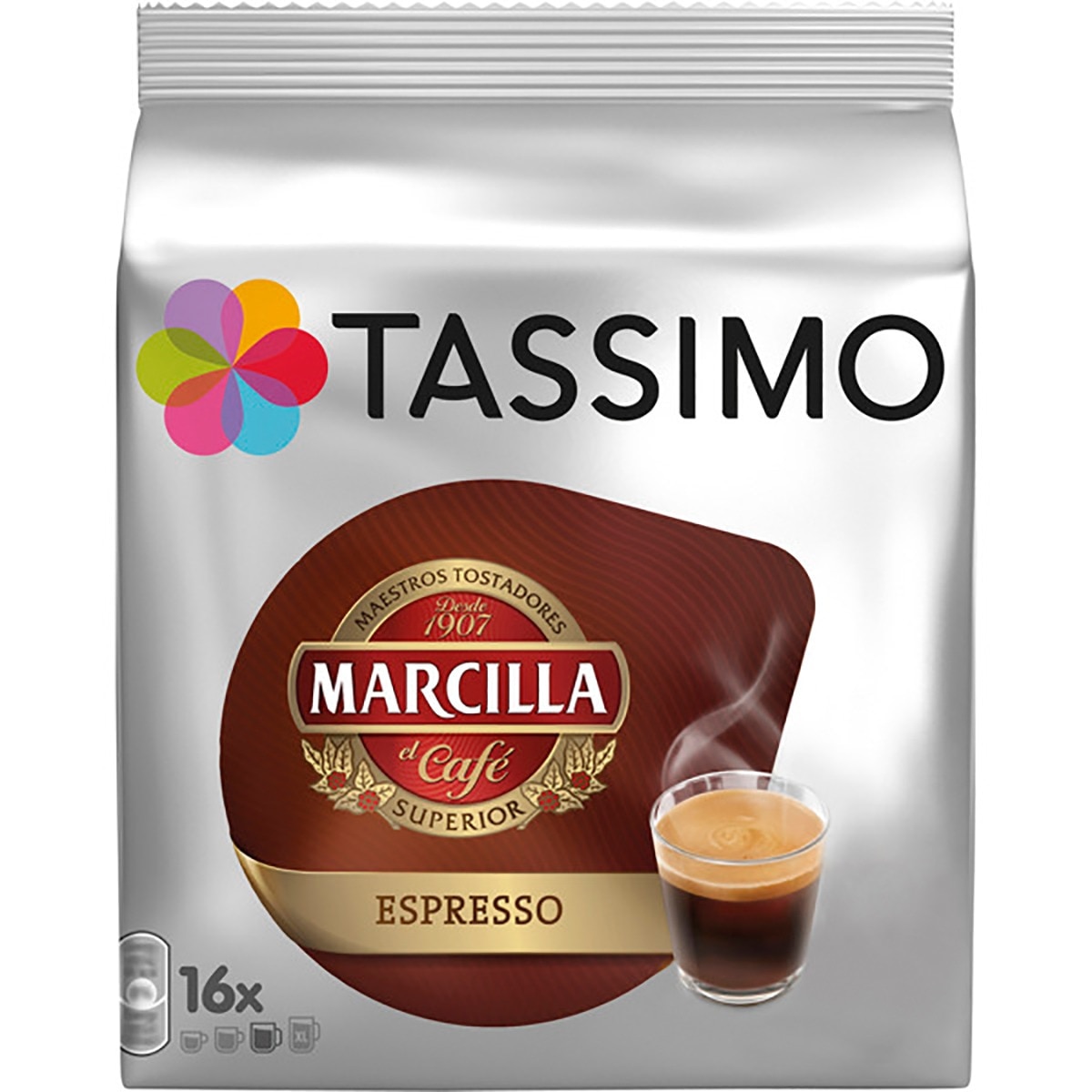 Imagen 0 de Bolsa de 16 cápsulas TASSIMO Marcilla café espresso