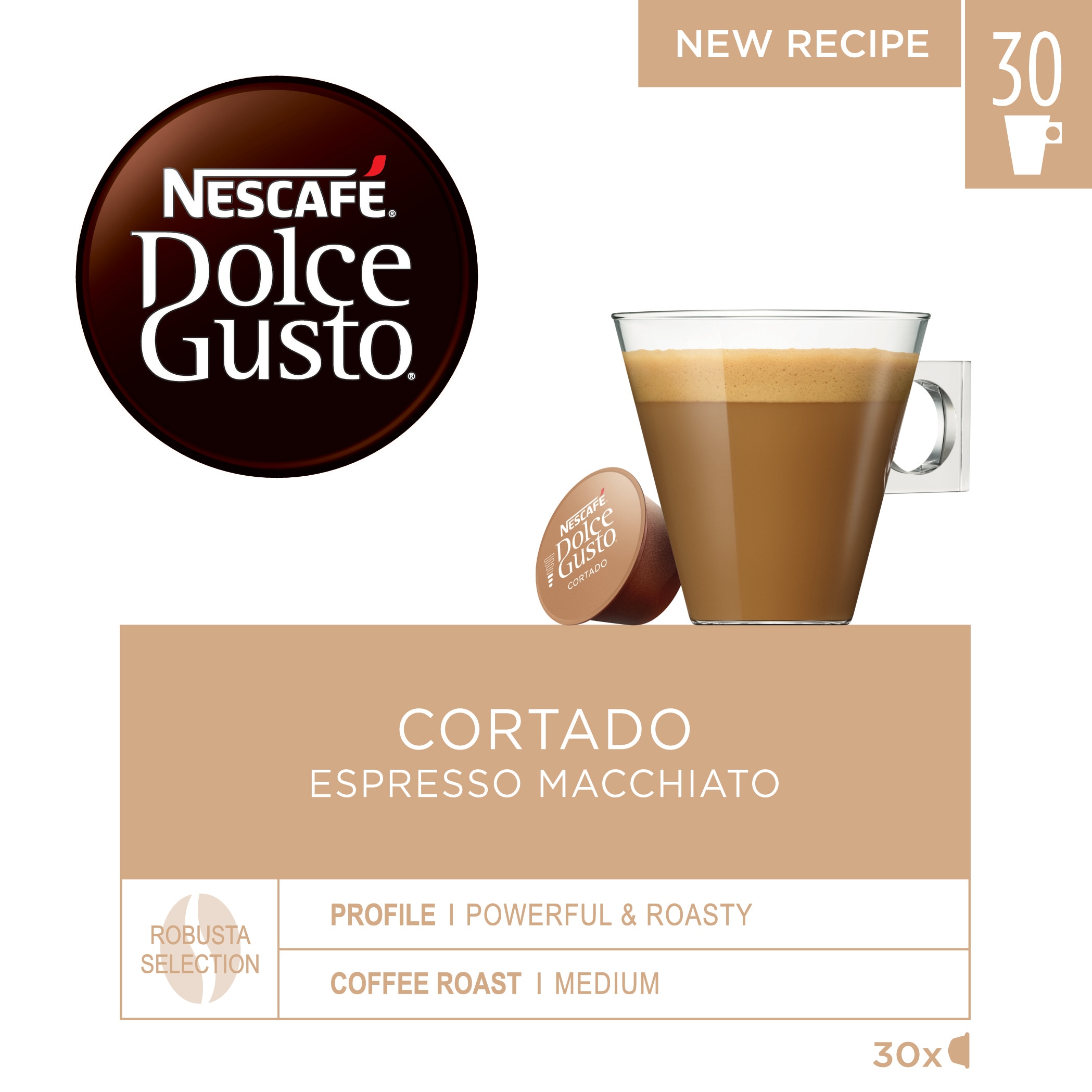 Estuche 30 cápsulas NESCAFE DOLCE GUSTO café cortado espresso Macchiatto selección arábica y robusta 2